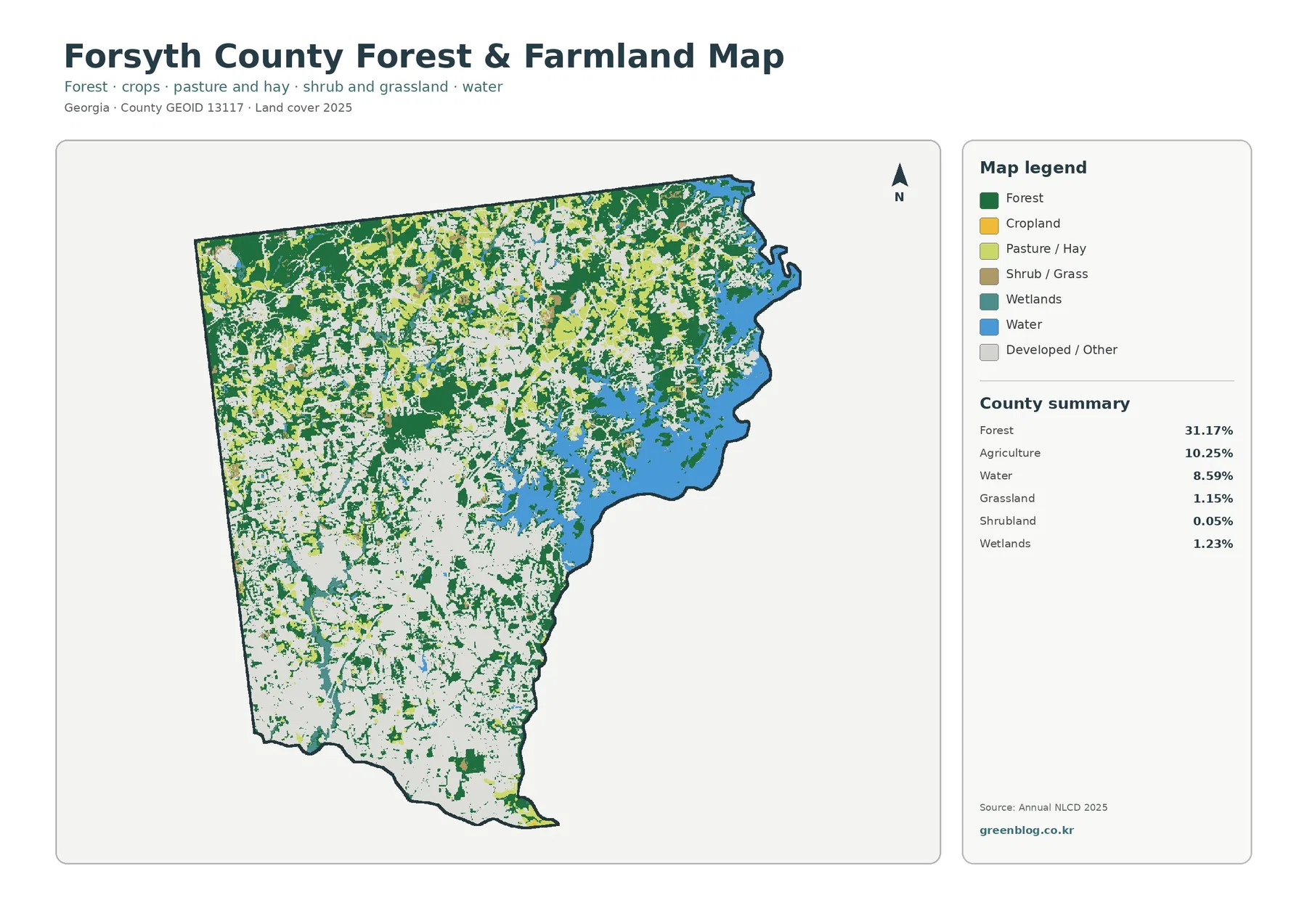 Forsyth County forest and farmland map