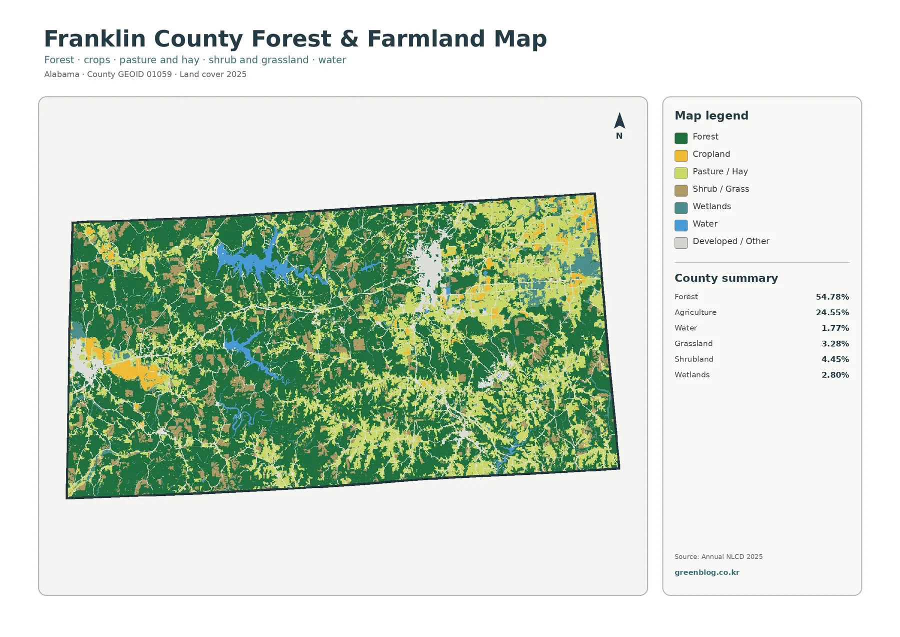 Franklin County forest and farmland map