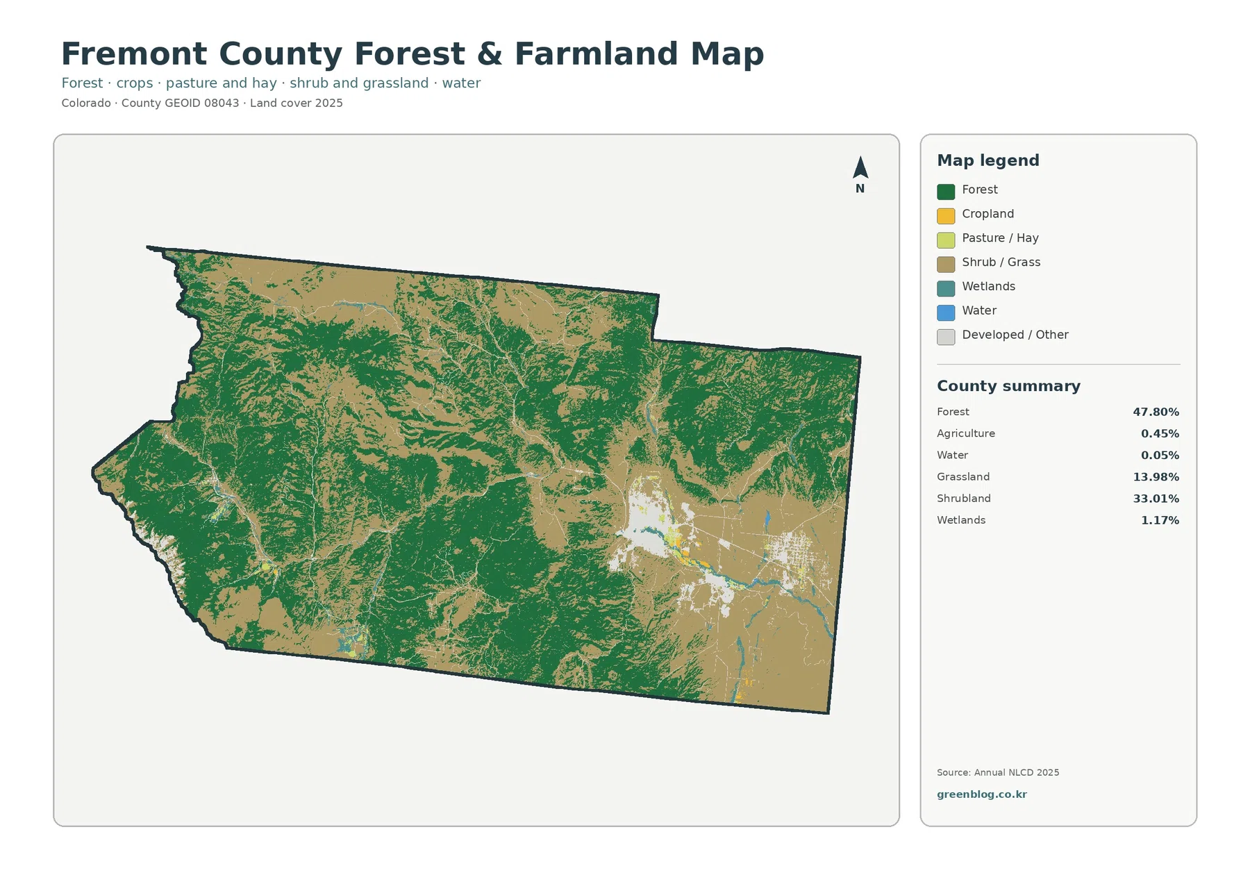 Fremont County 산림·농경지 지도