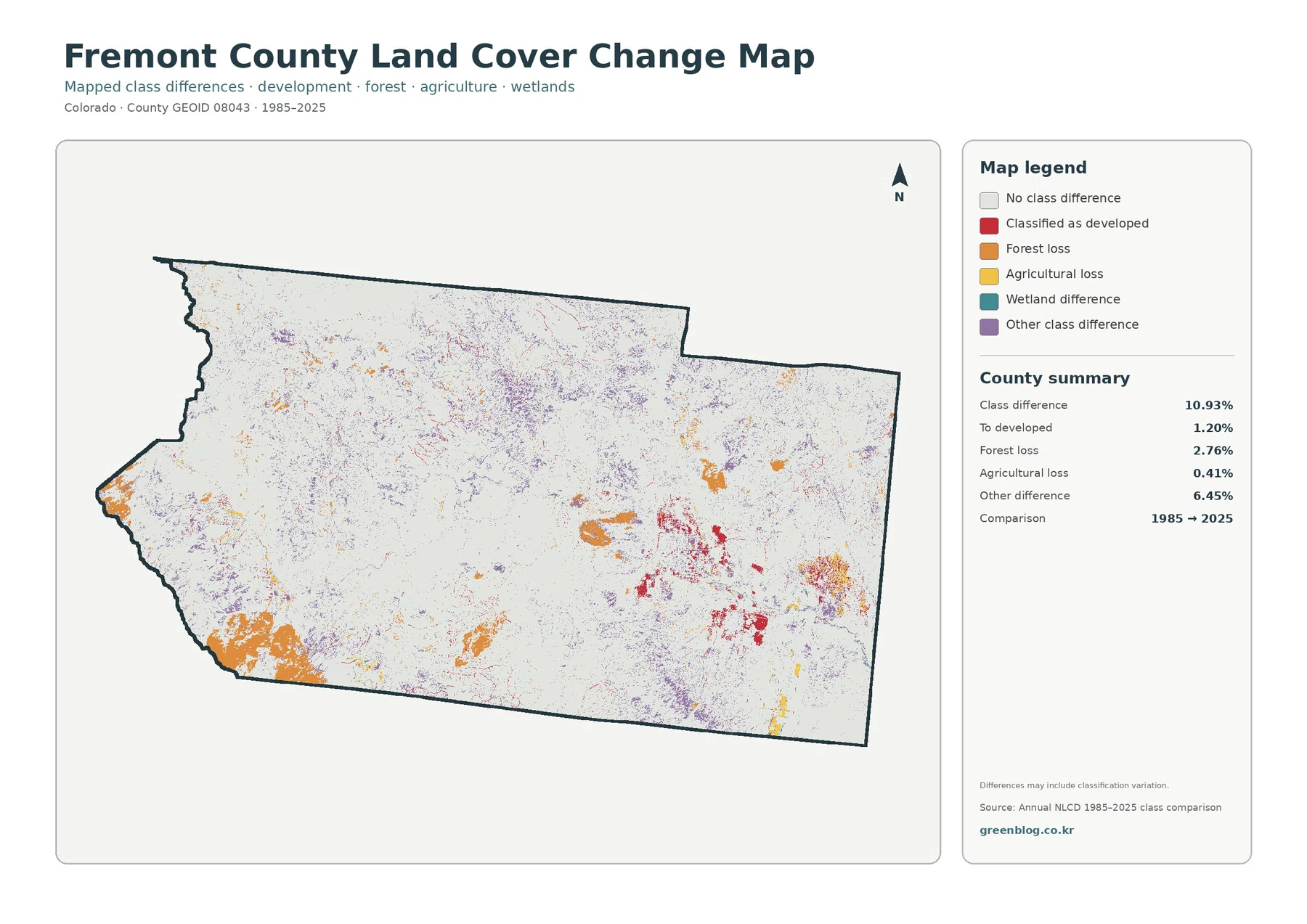 Fremont County 토지 피복 변화 지도