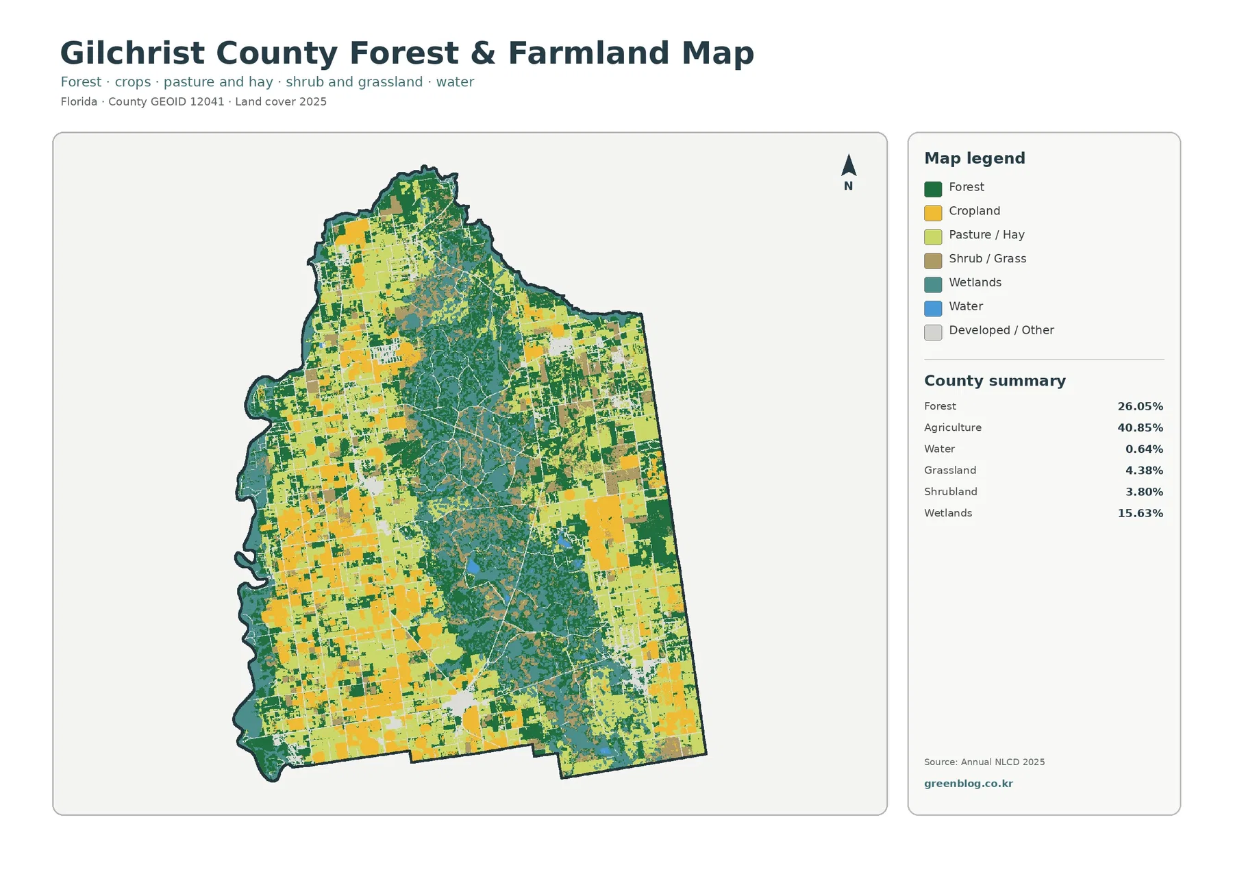 Gilchrist County forest and farmland map