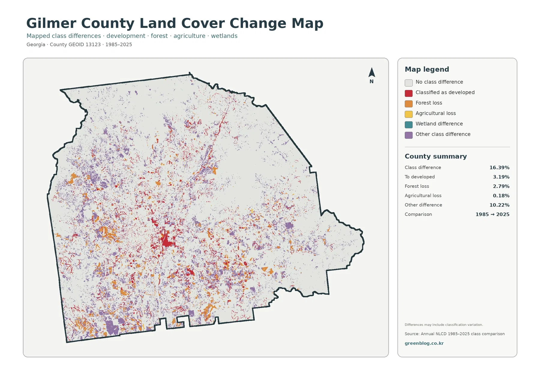 County land cover change map