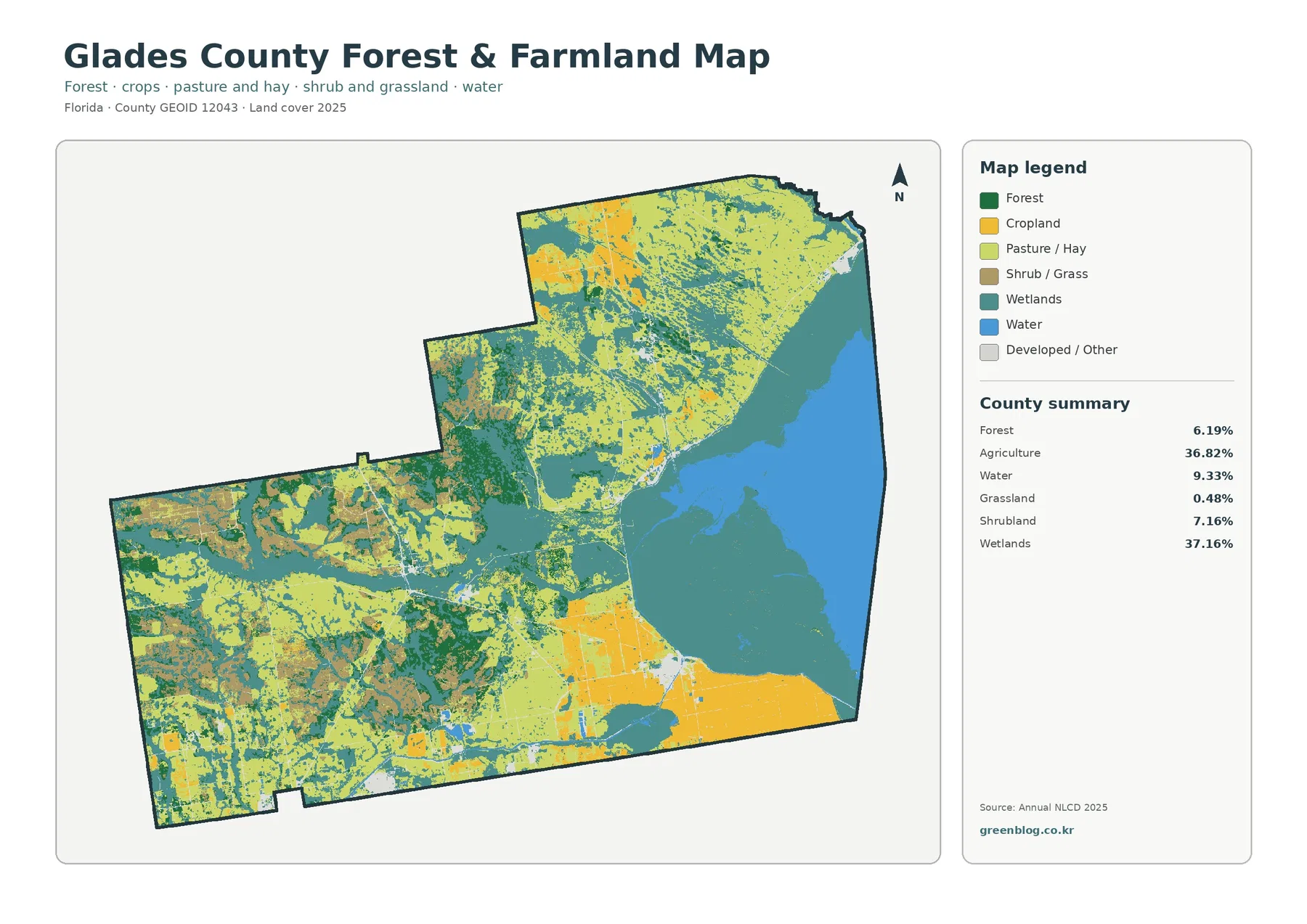 Glades County forest and farmland map