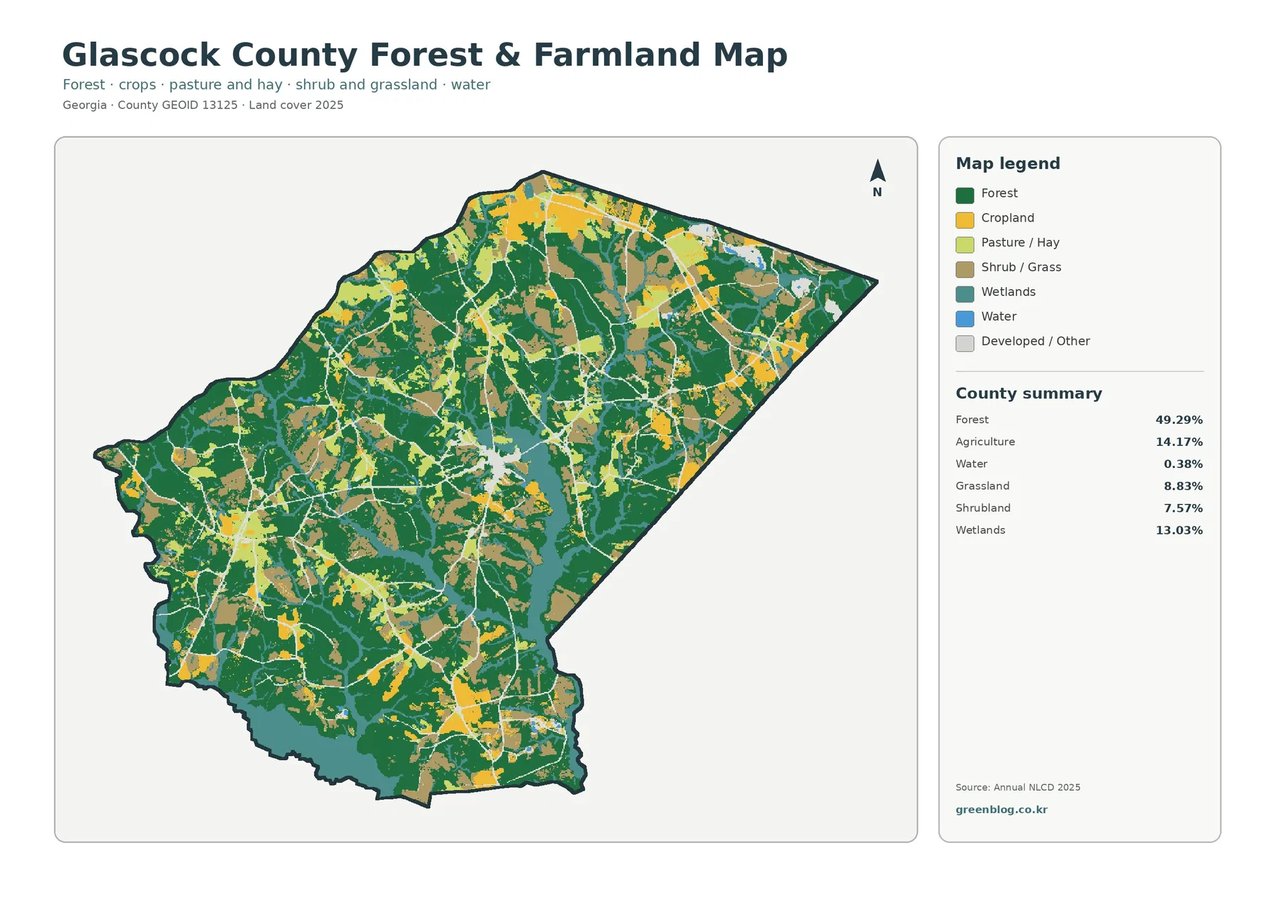 Glascock County forest and farmland map