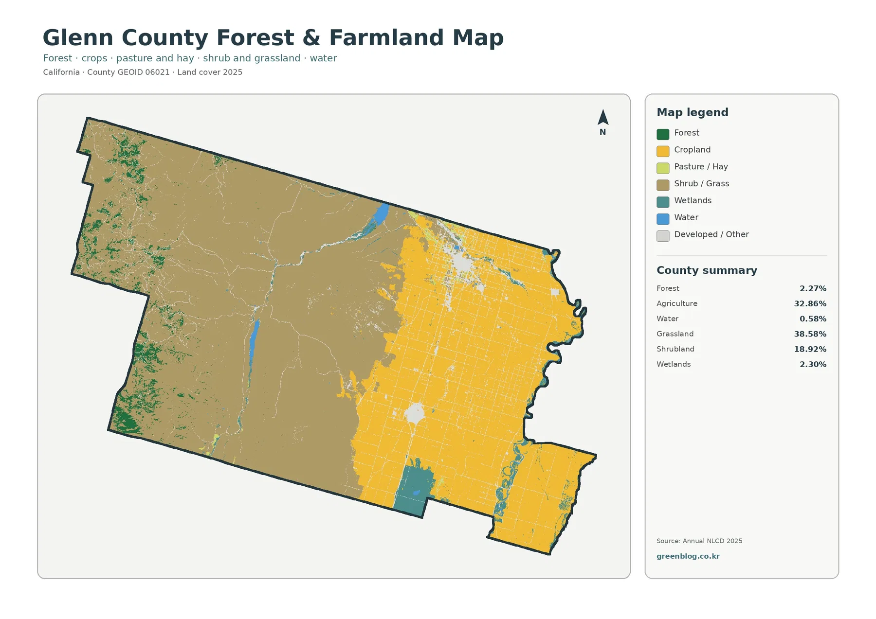 Glenn County forest and farmland map