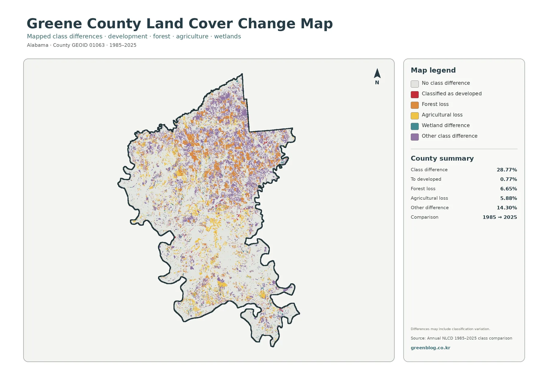 County land cover change map