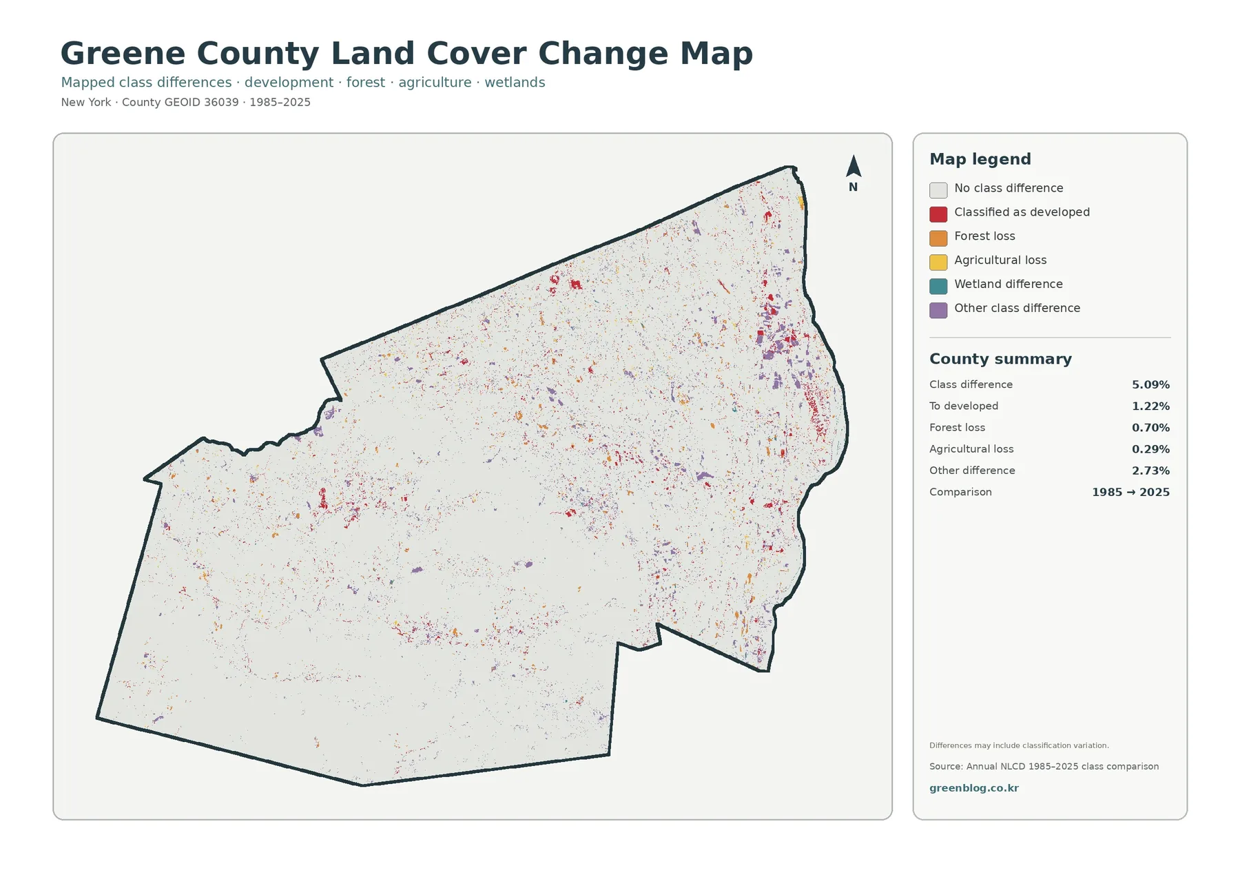 Greene County land cover change map
