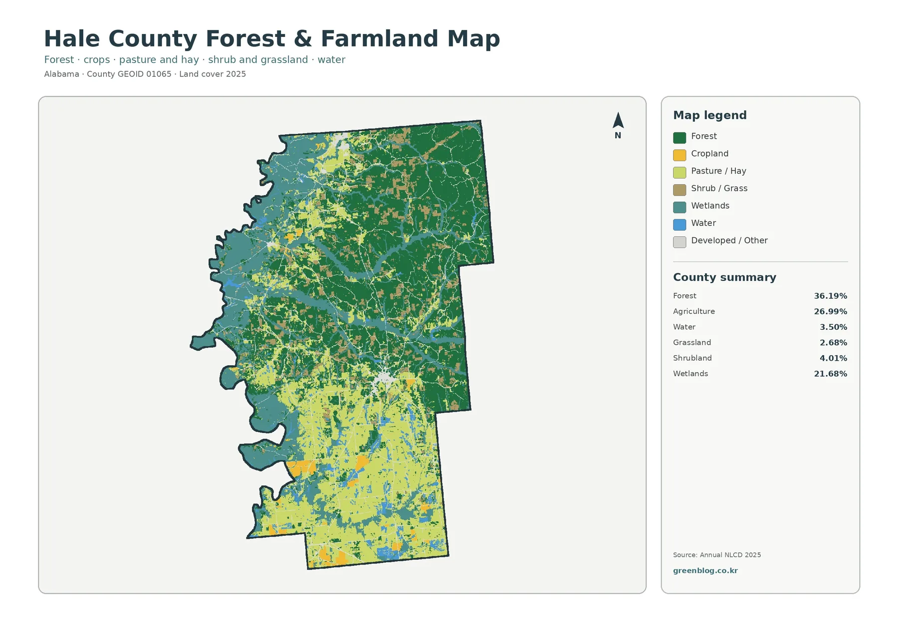 Hale County forest and farmland map