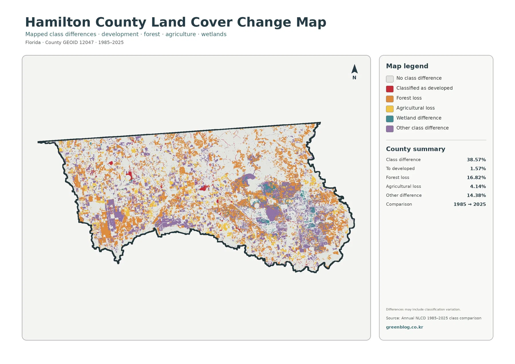 Hamilton County land cover change map