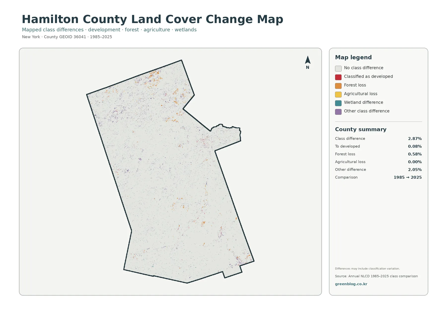 Hamilton County 토지 피복 변화 지도