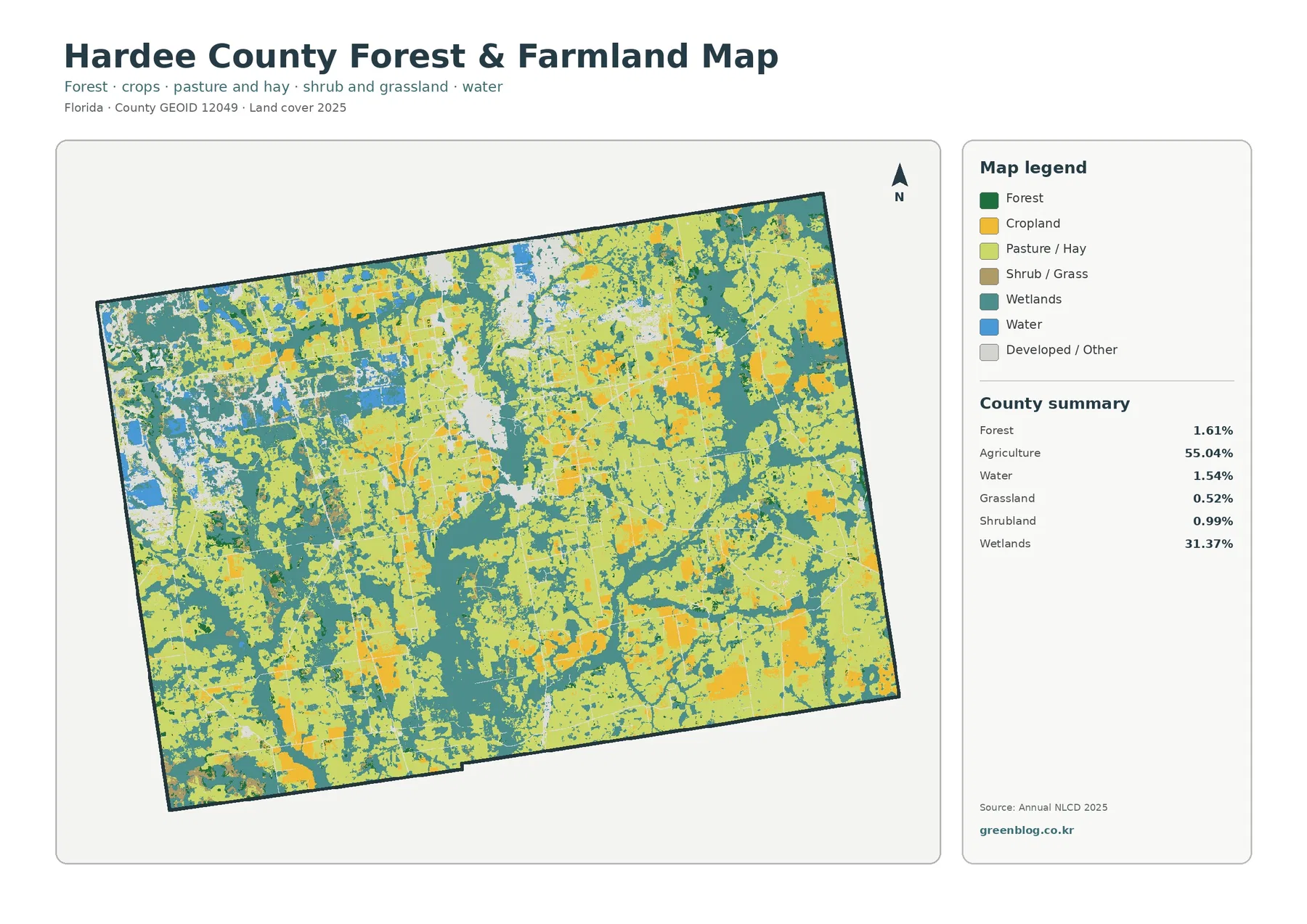 Hardee County forest and farmland map