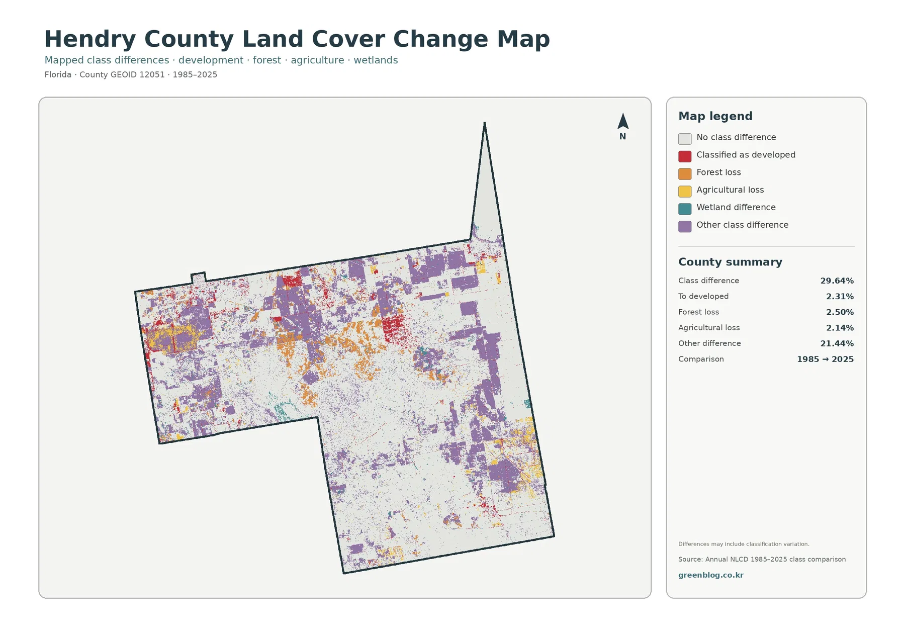 County land cover change map