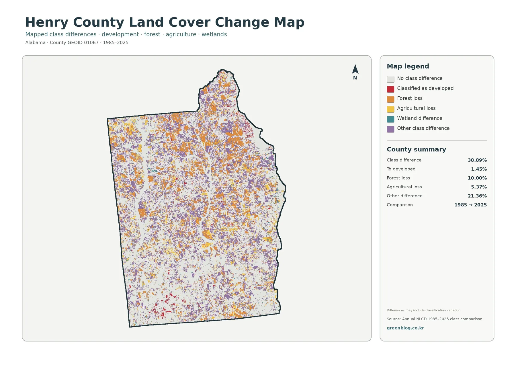 County land cover change map