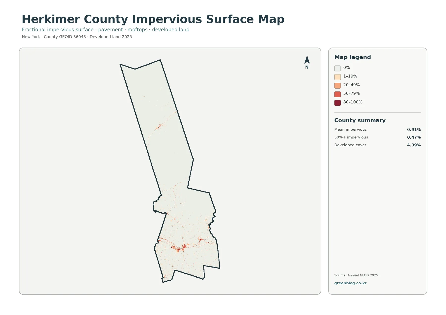 Herkimer County 불투수·개발지 지도