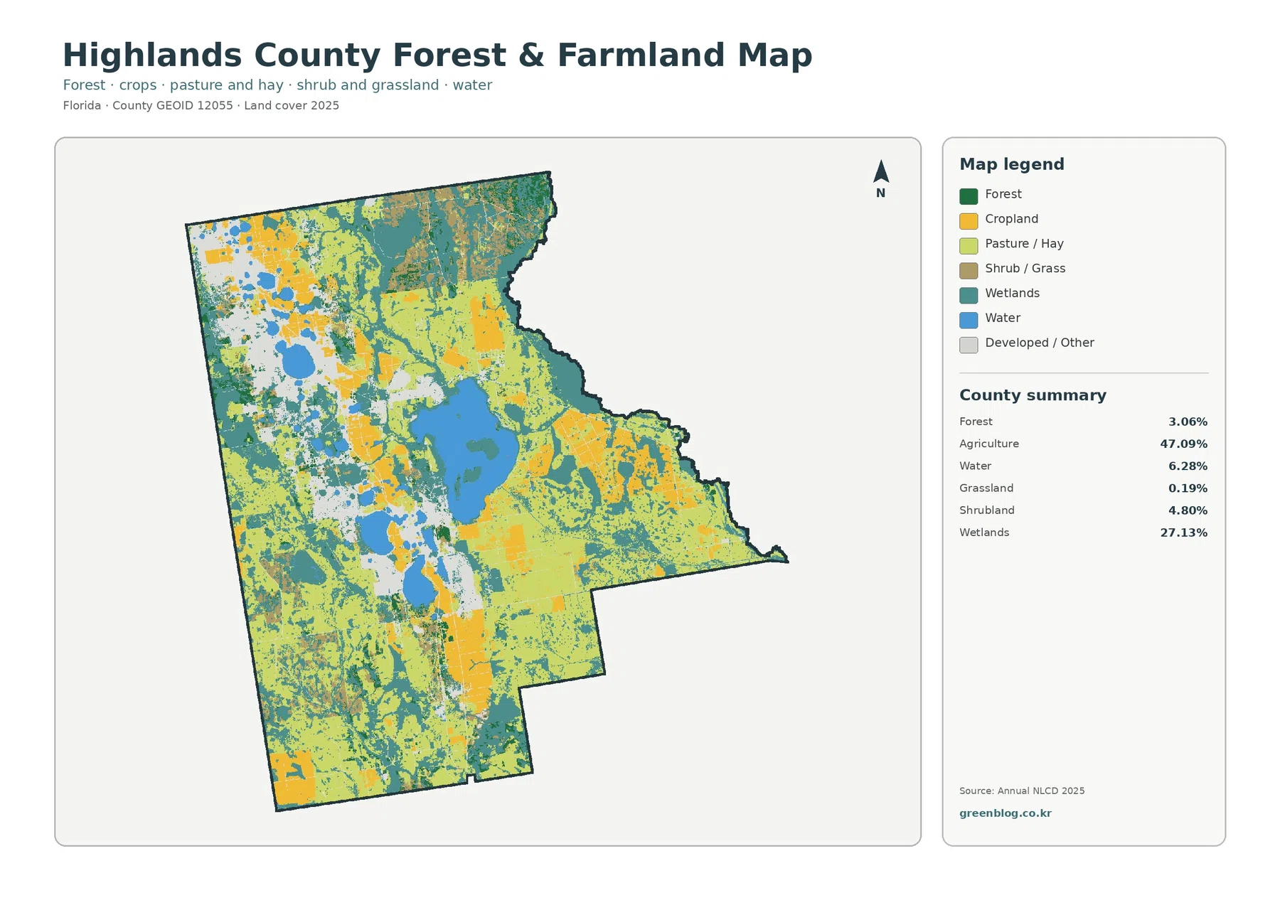 Highlands County forest and farmland map