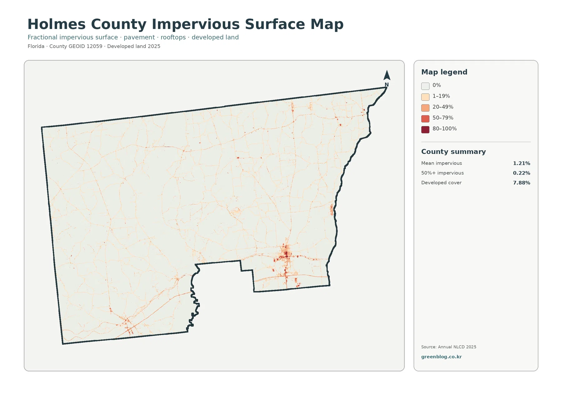 County impervious surface and developed land map
