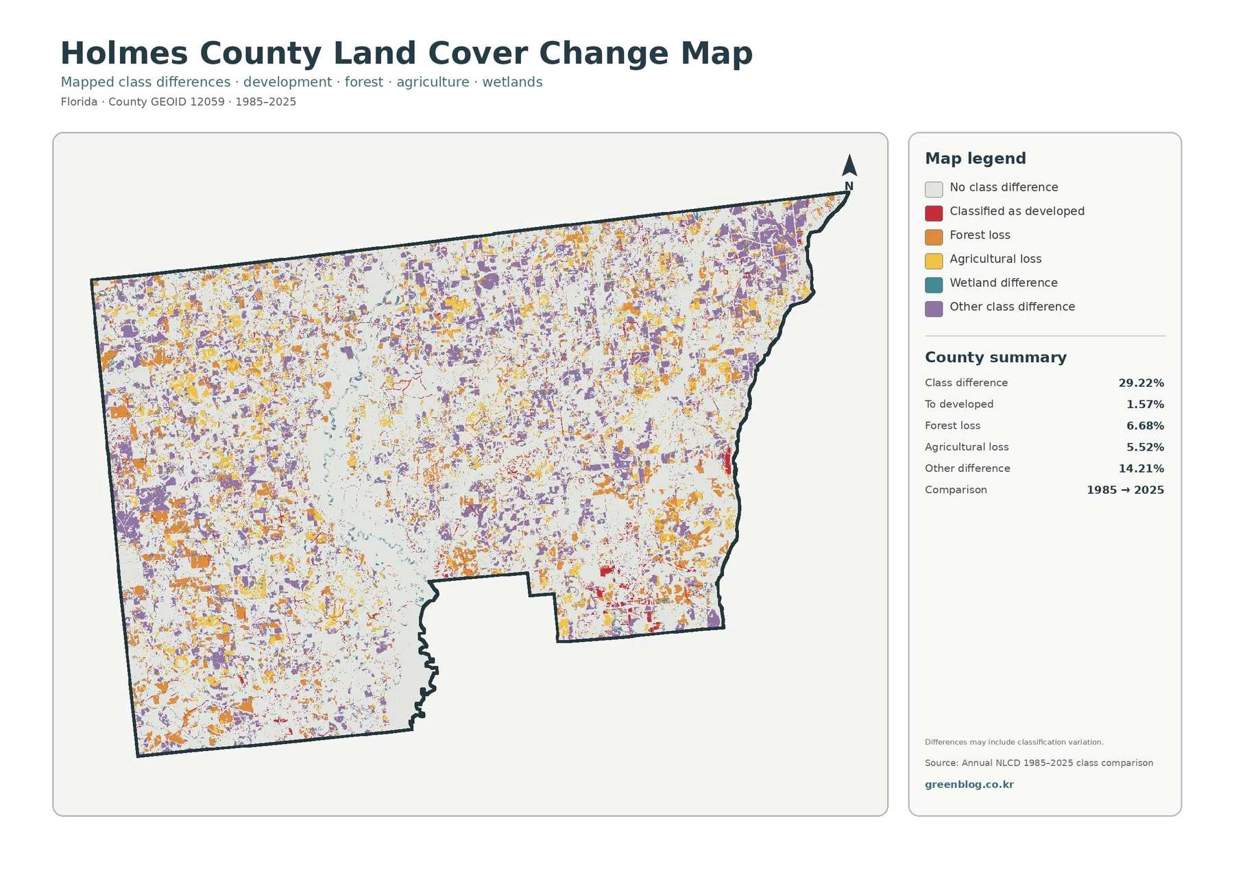 County land cover change map