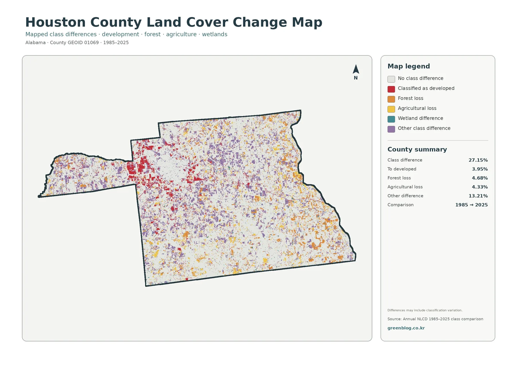 Houston County land cover change map