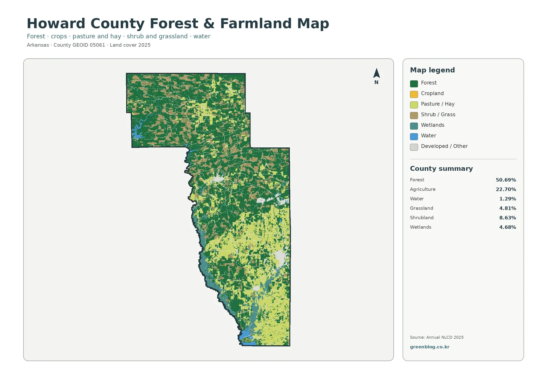 Howard County forest and farmland map