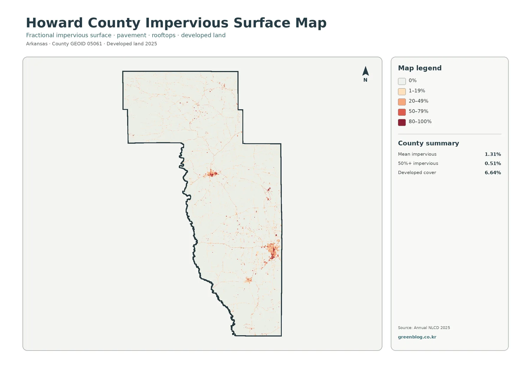 Howard County impervious surface and developed land map