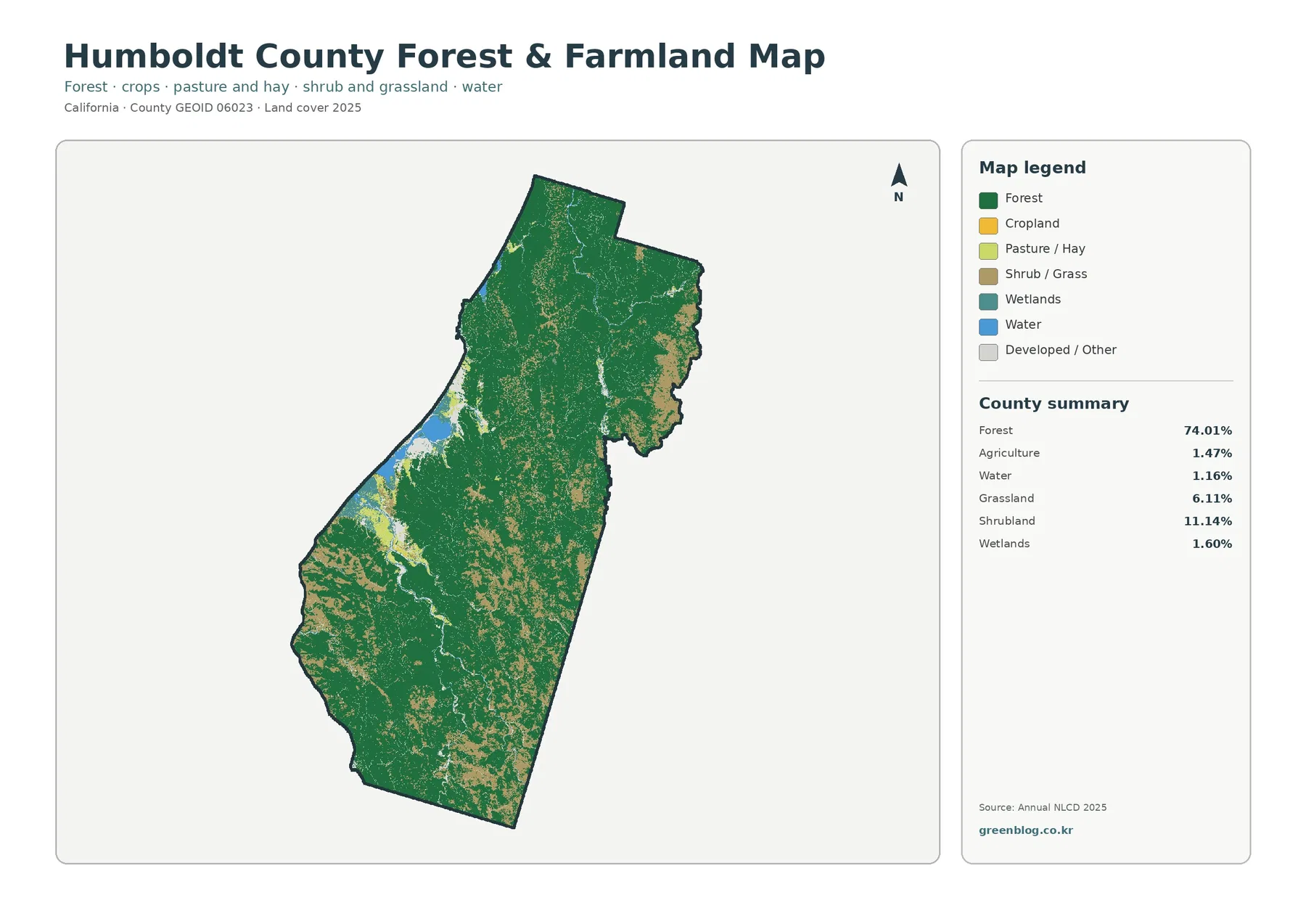 Humboldt County forest and farmland map