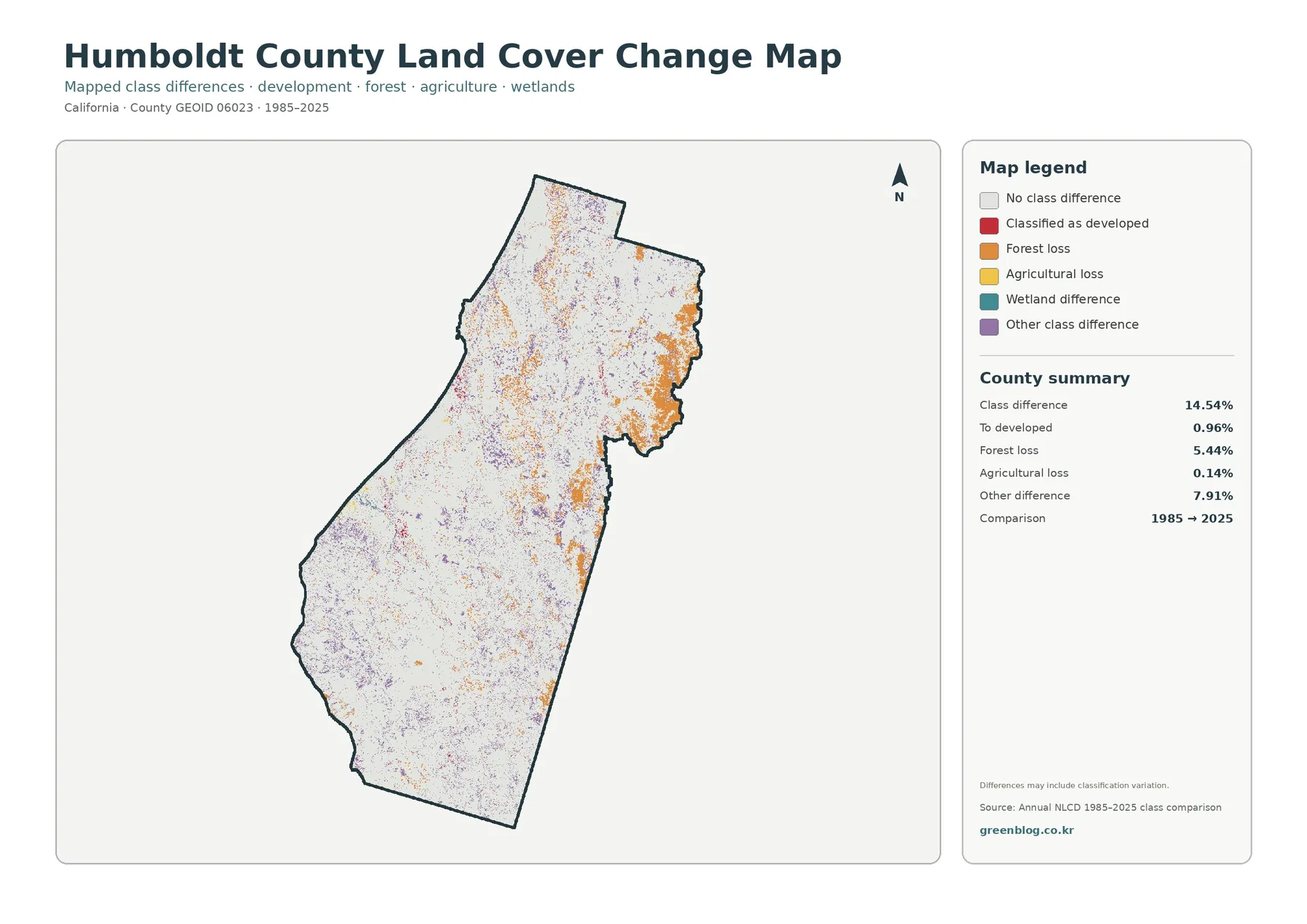 Humboldt County land cover change map