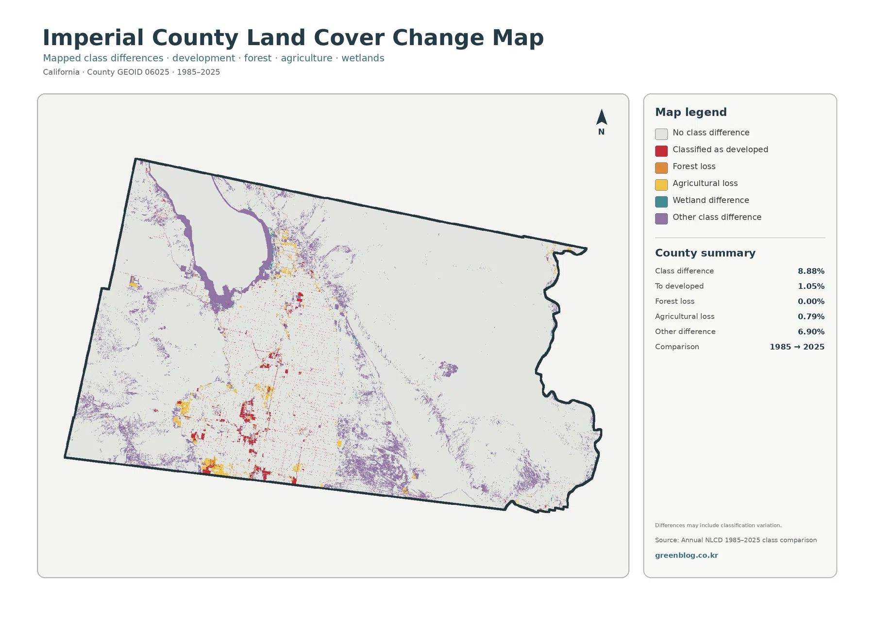 Imperial County land cover change map