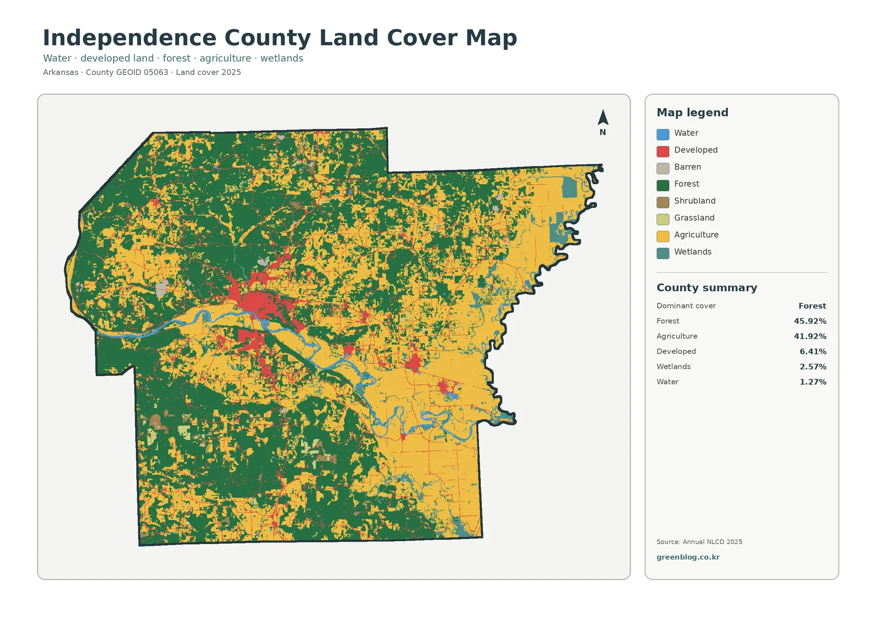 Independence County land cover map
