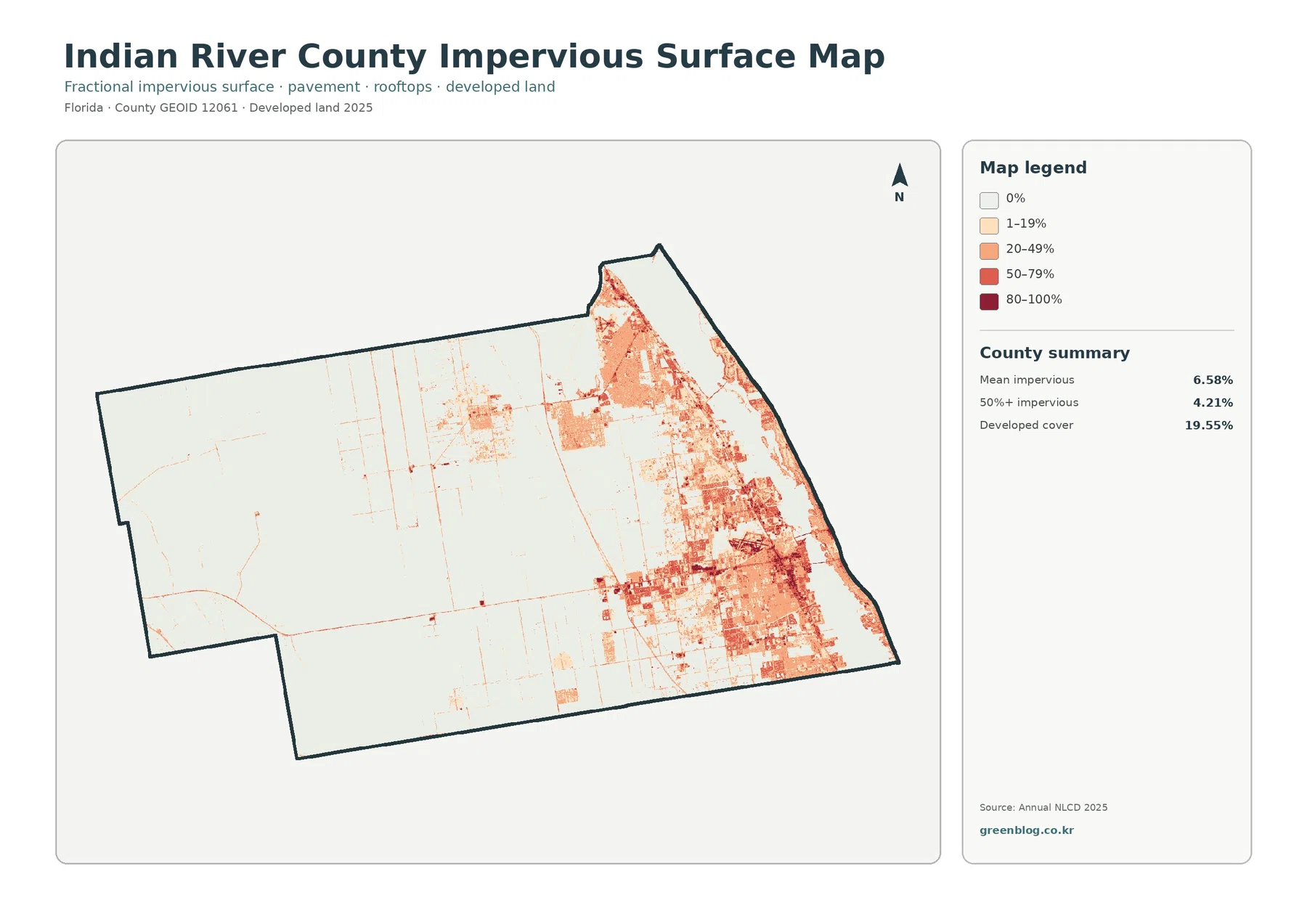 Indian River County impervious surface and developed land map