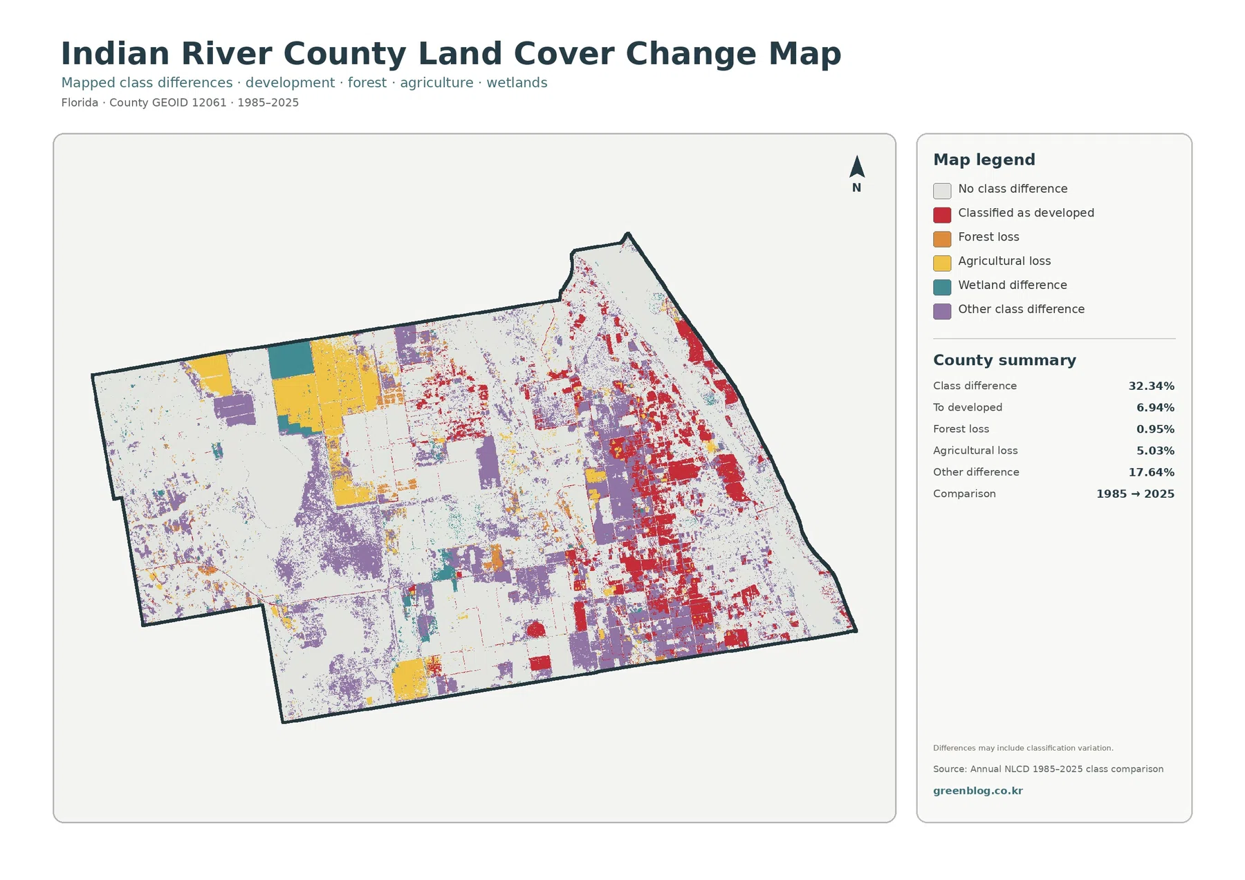 Indian River County land cover change map