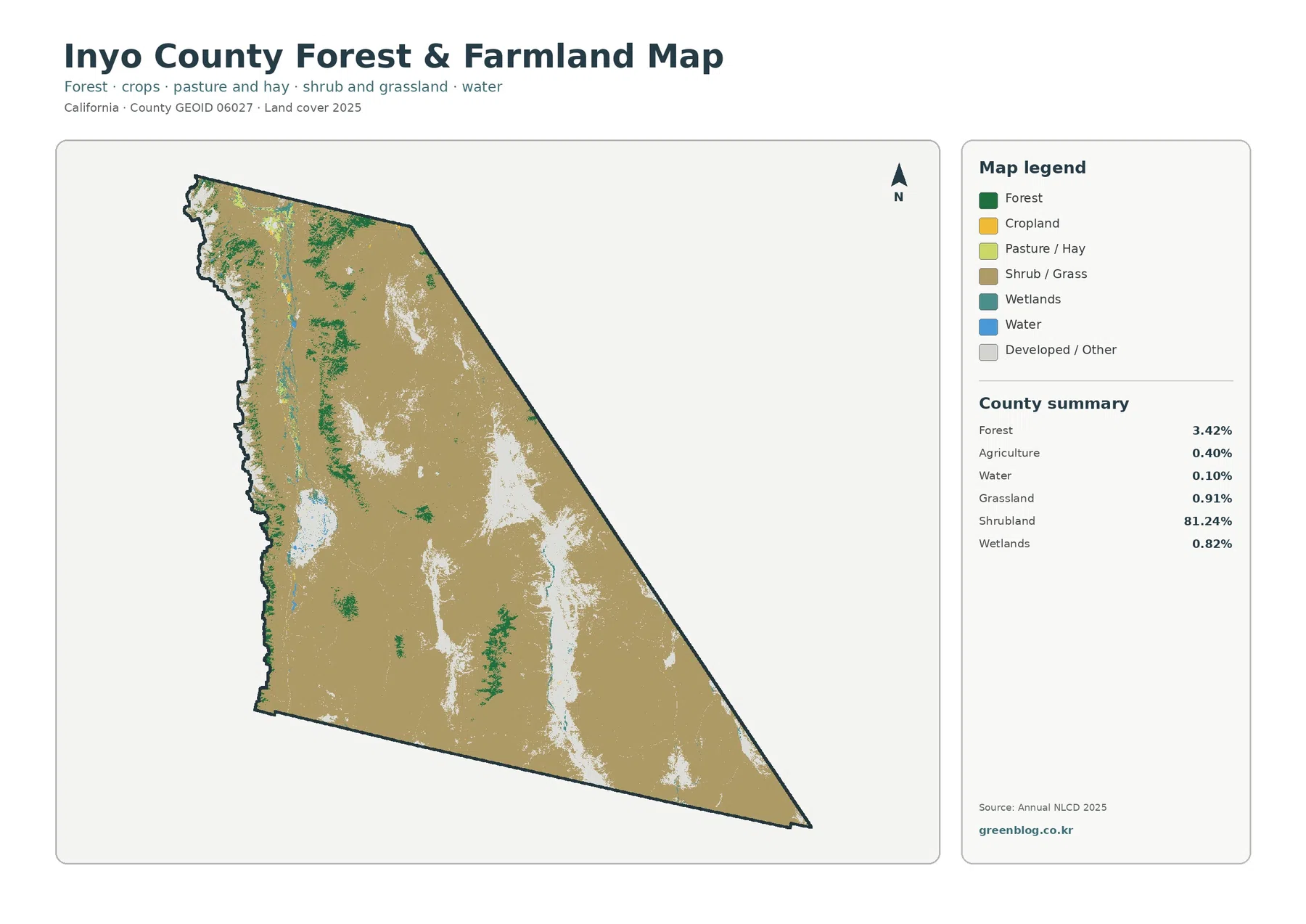 Inyo County forest and farmland map