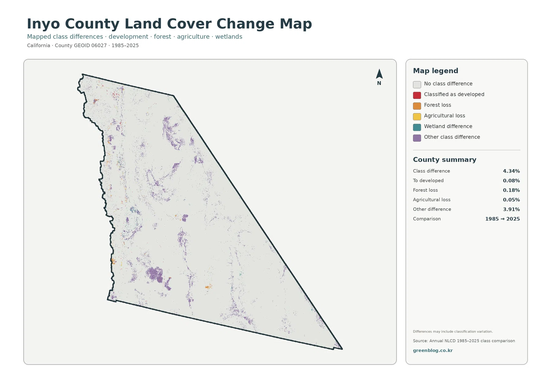 Inyo County land cover change map