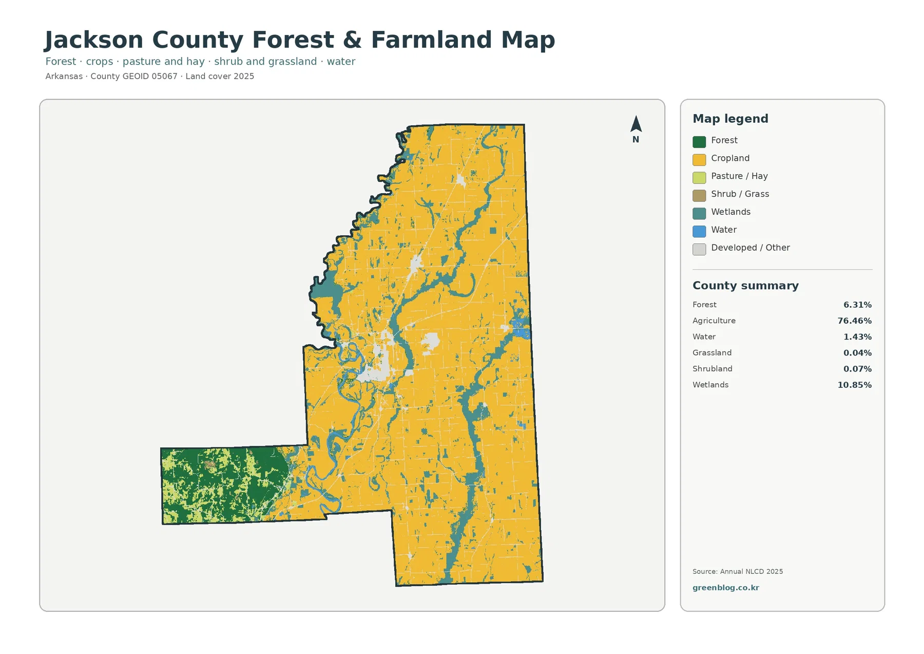 Jackson County forest and farmland map