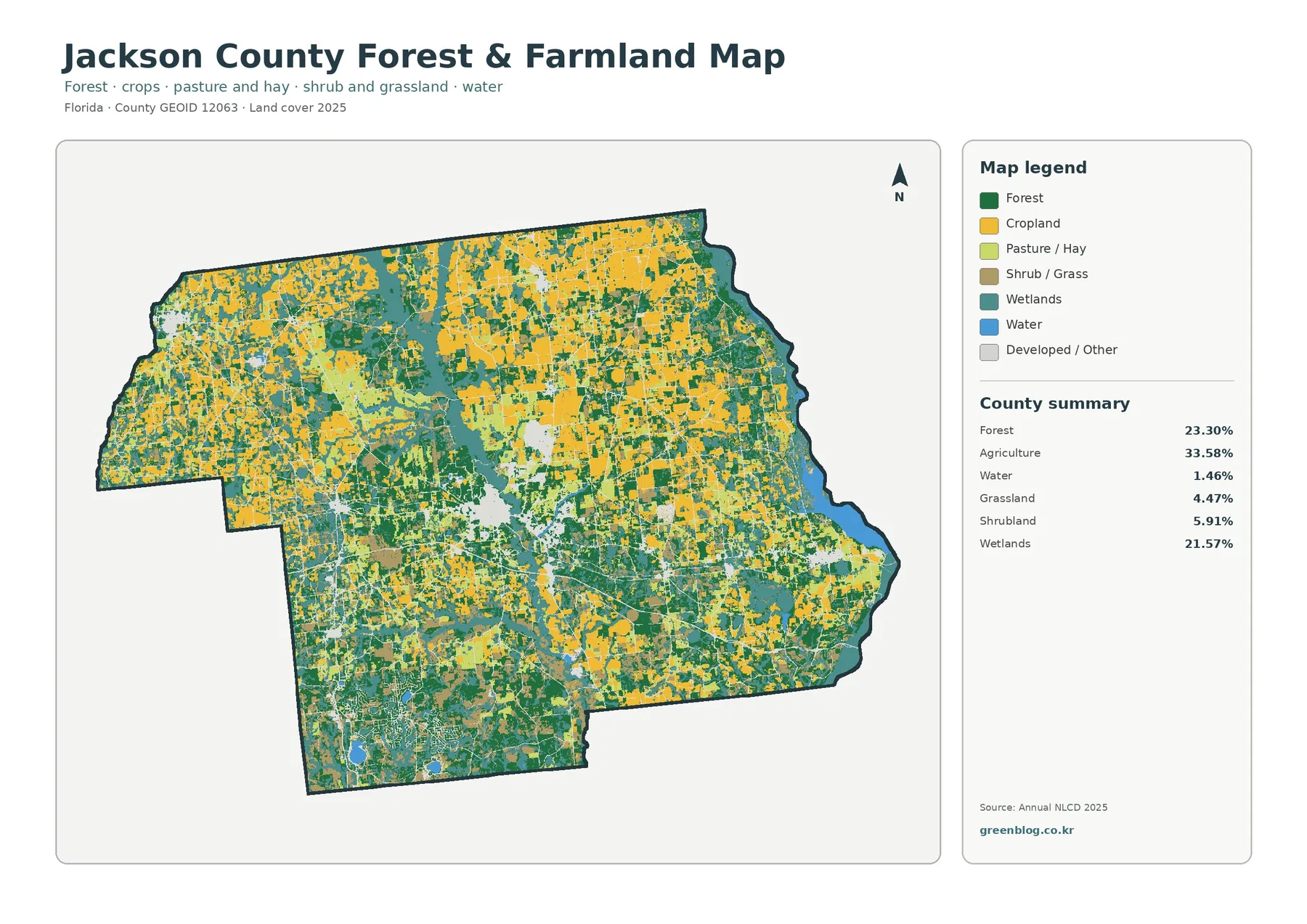 Jackson County forest and farmland map