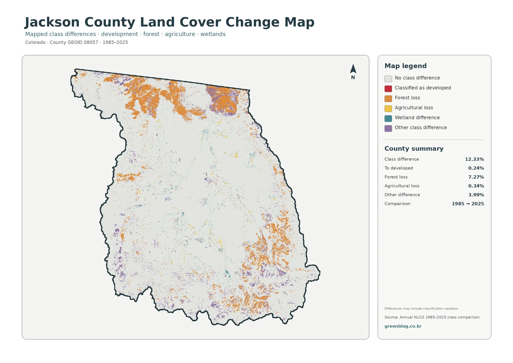 Jackson County 토지 피복 변화 지도