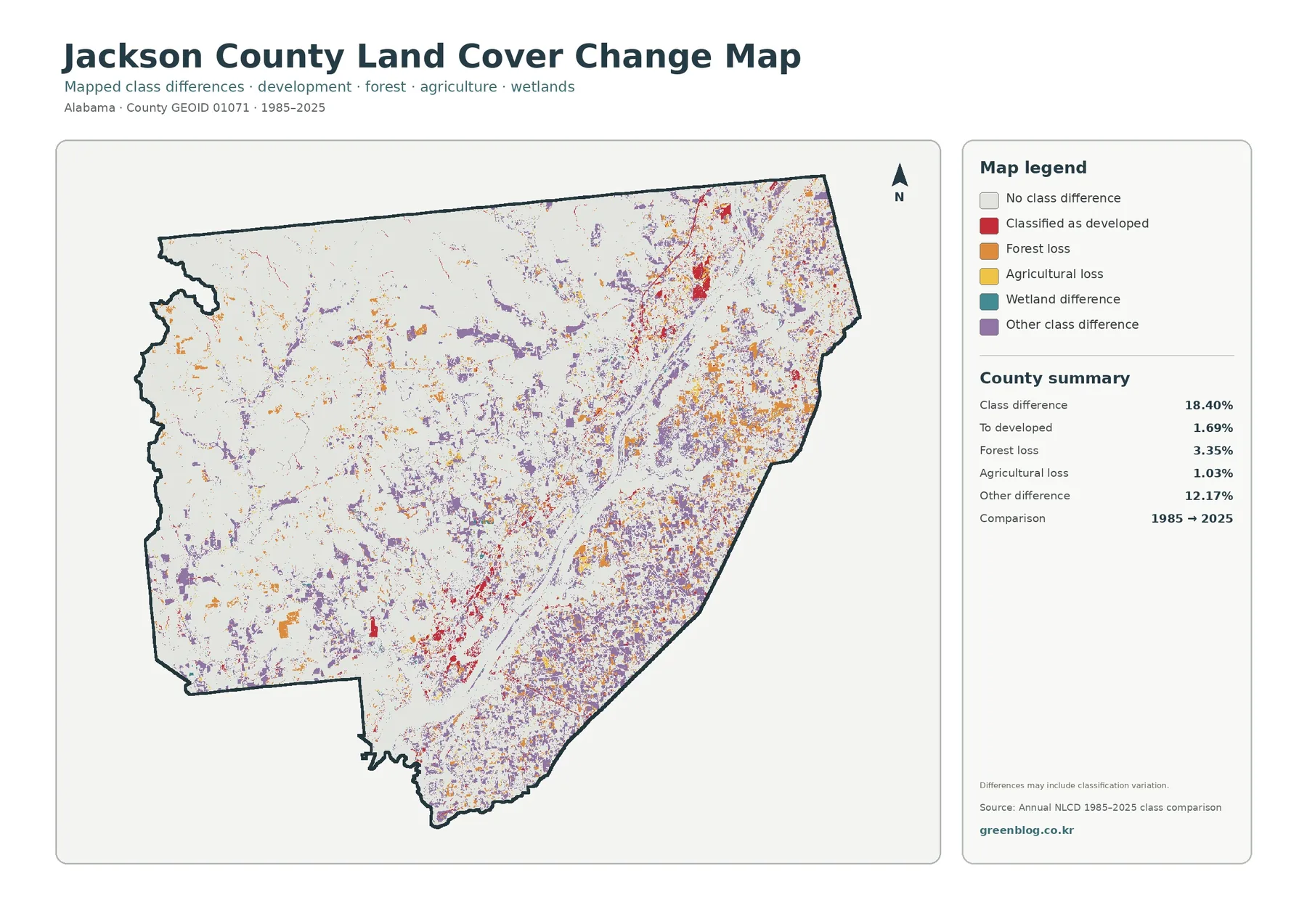 County land cover change map