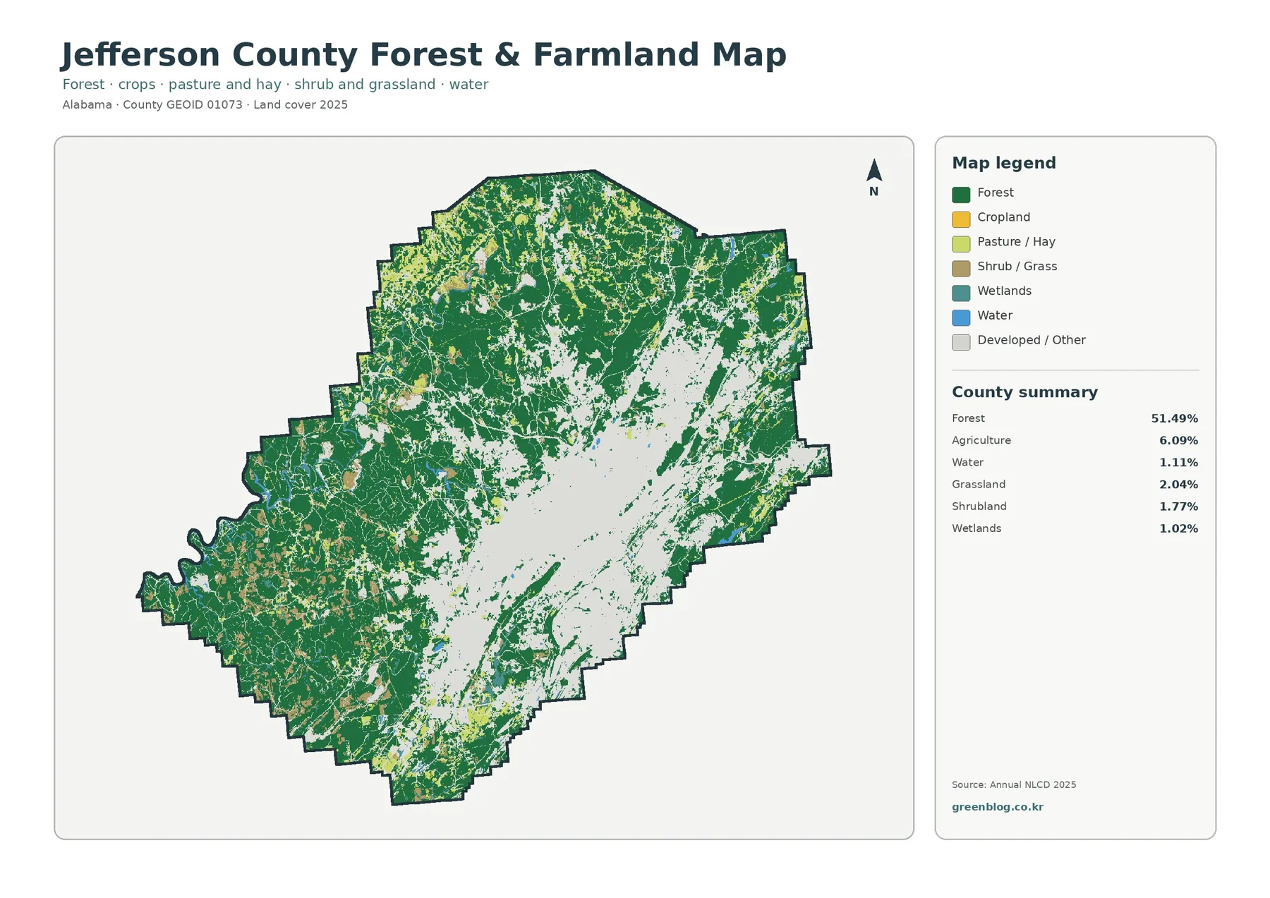 Jefferson County forest and farmland map