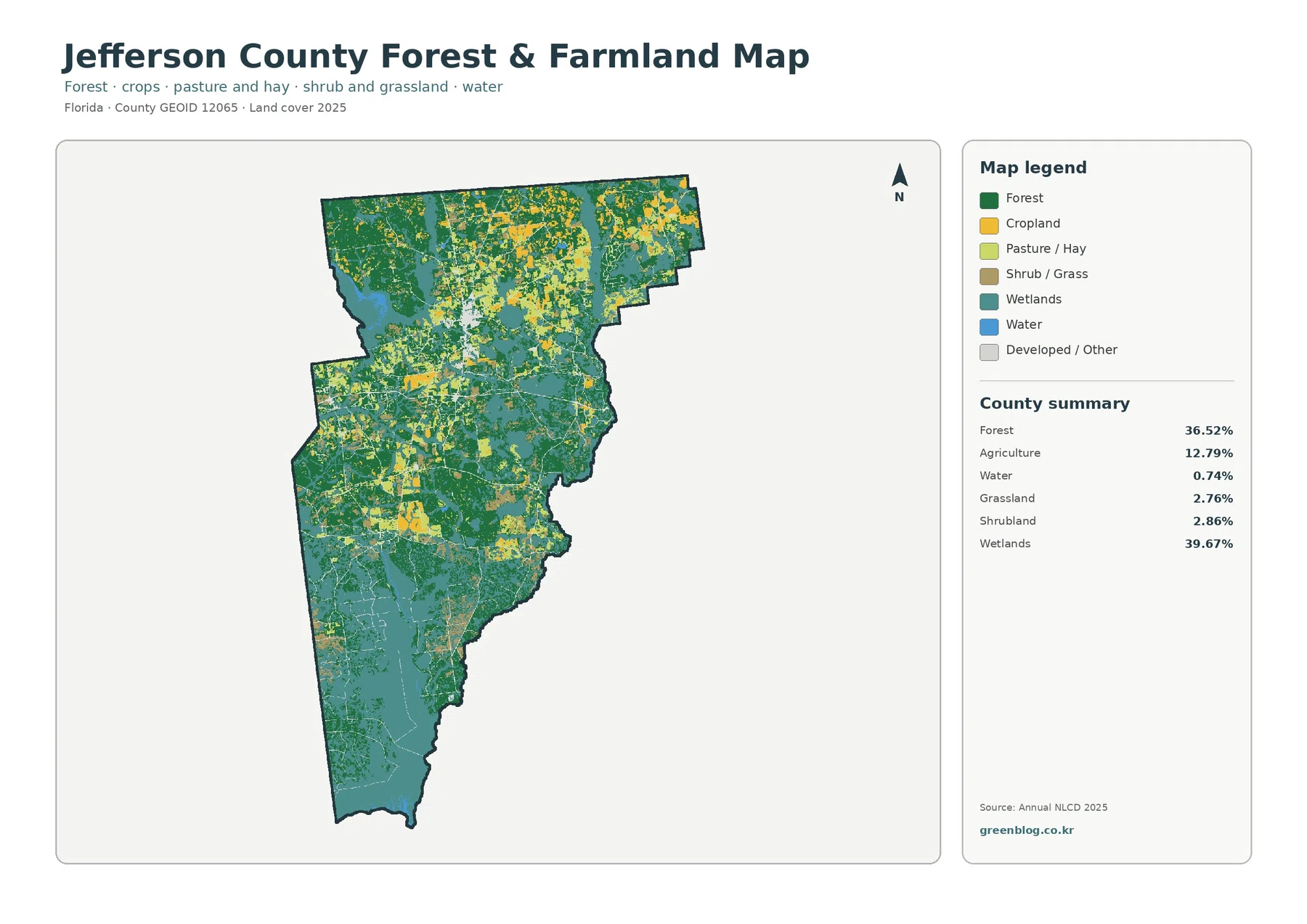 Jefferson County forest and farmland map
