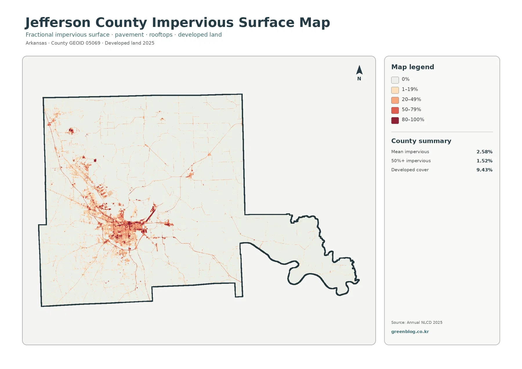 County impervious surface and developed land map