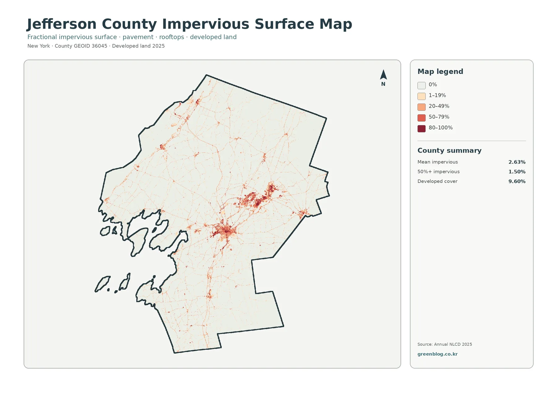 Jefferson County 불투수·개발지 지도