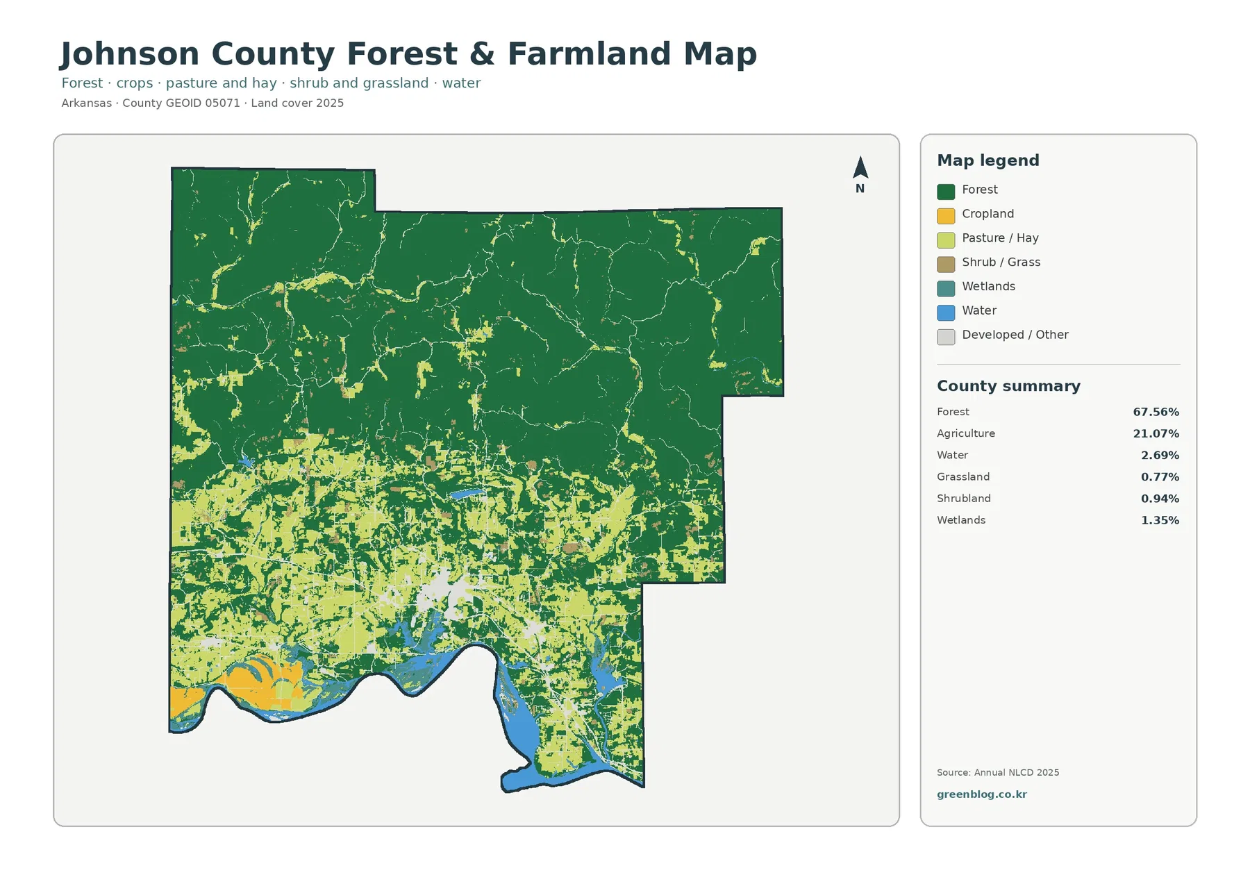 Johnson County forest and farmland map