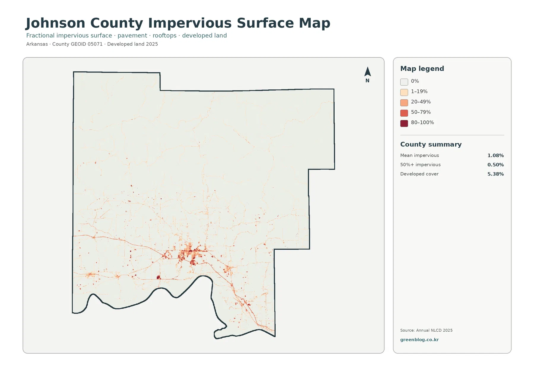 Johnson County impervious surface and developed land map