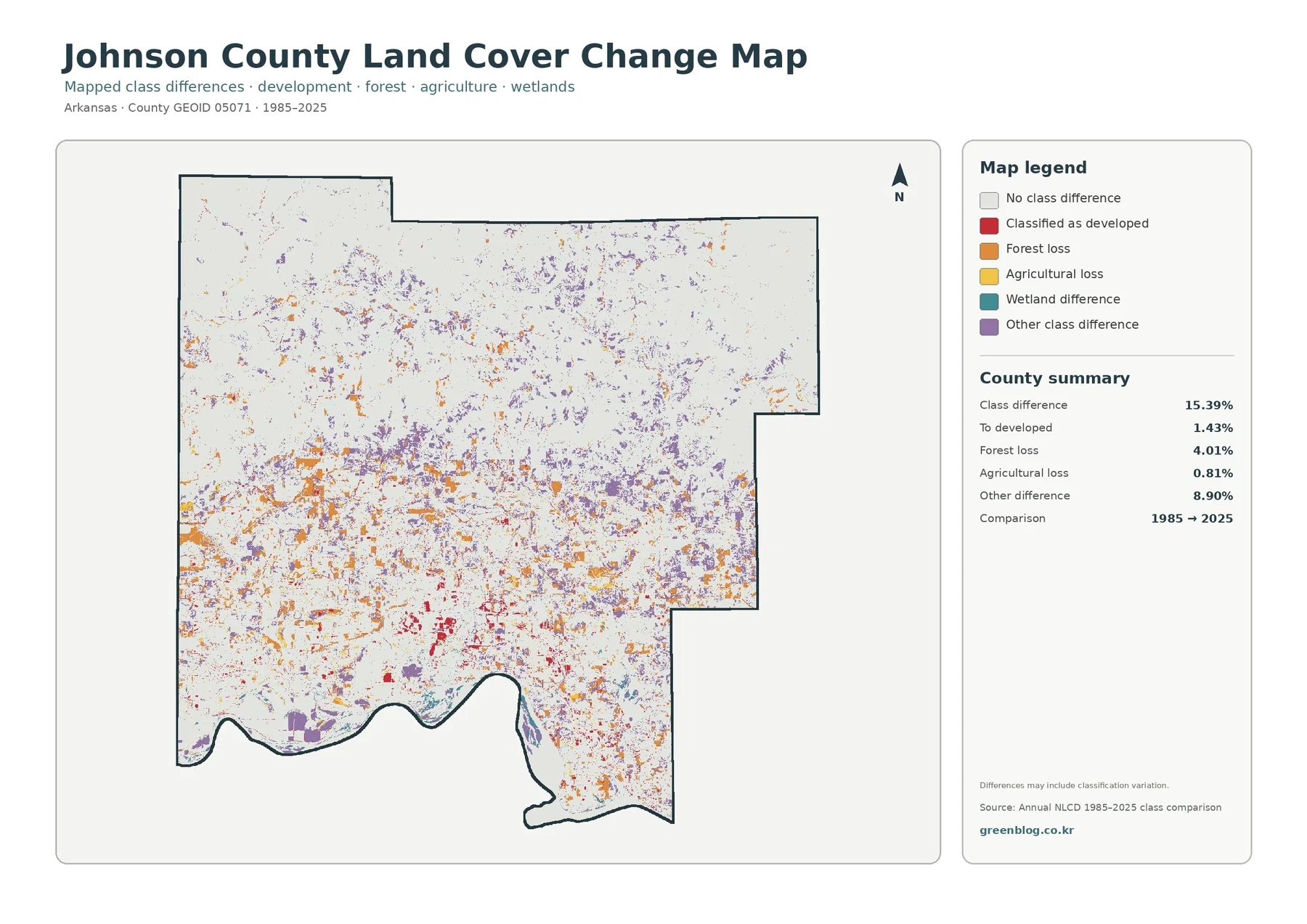 Johnson County land cover change map