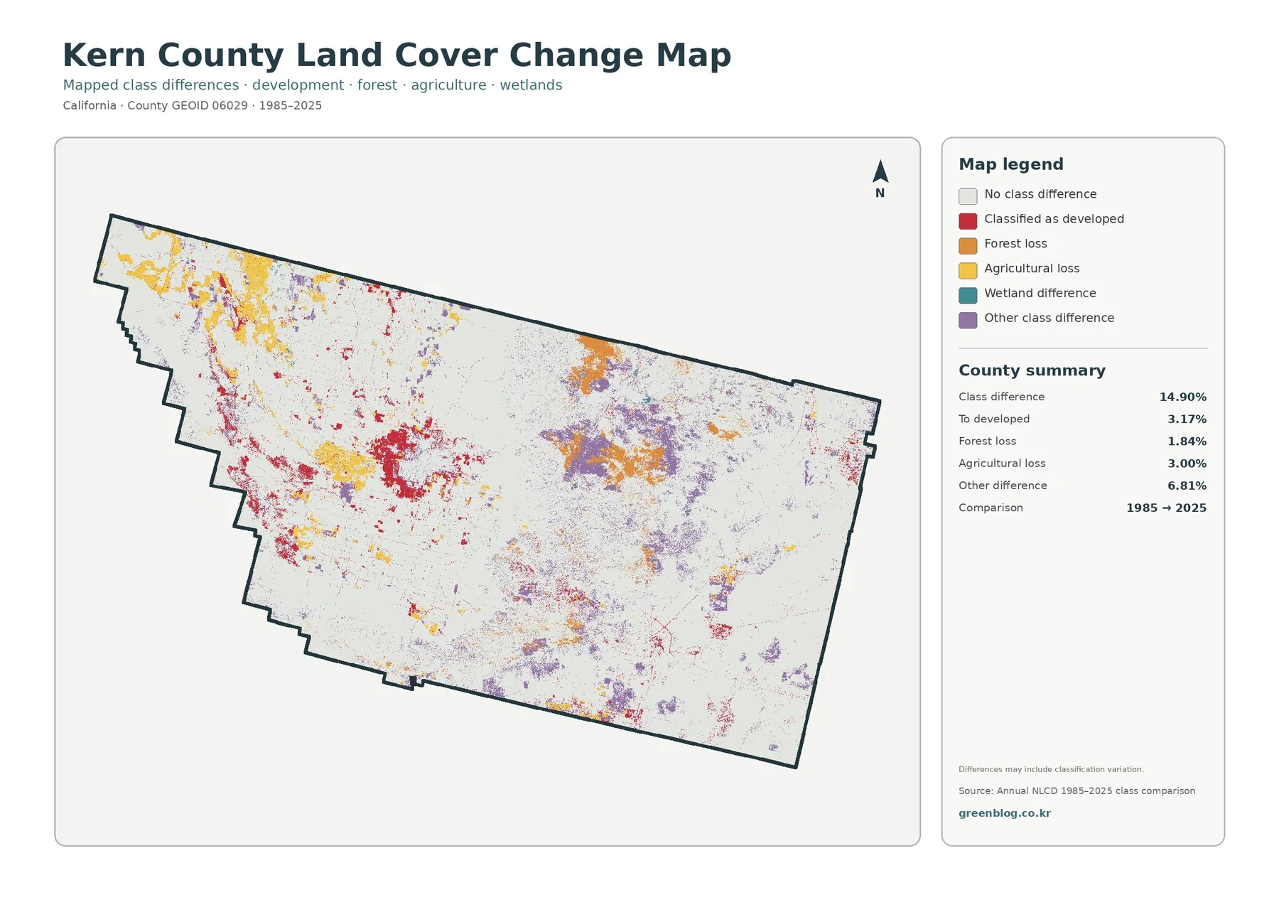 Kern County land cover change map