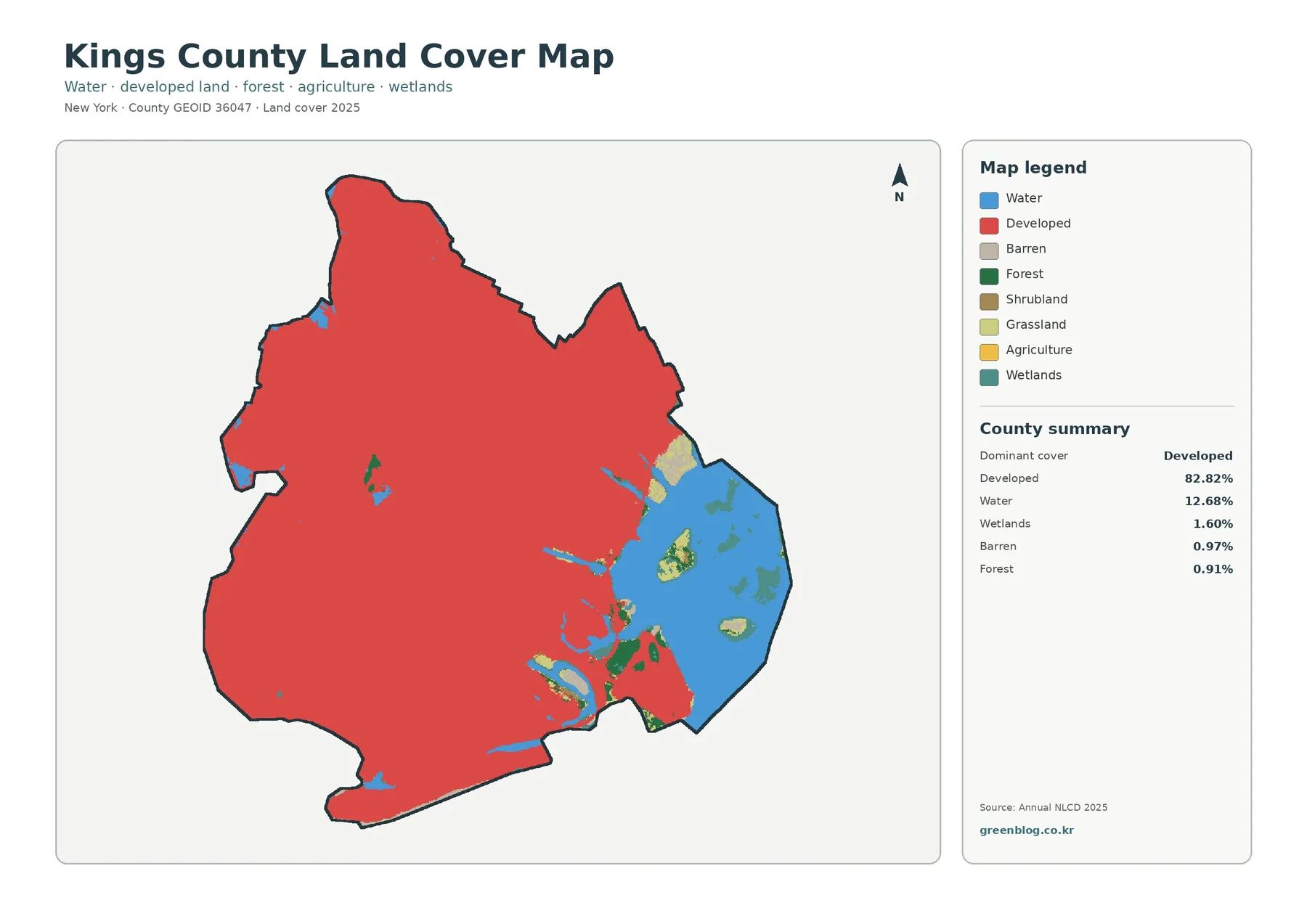 Kings County 토지 피복 지도 대표 이미지