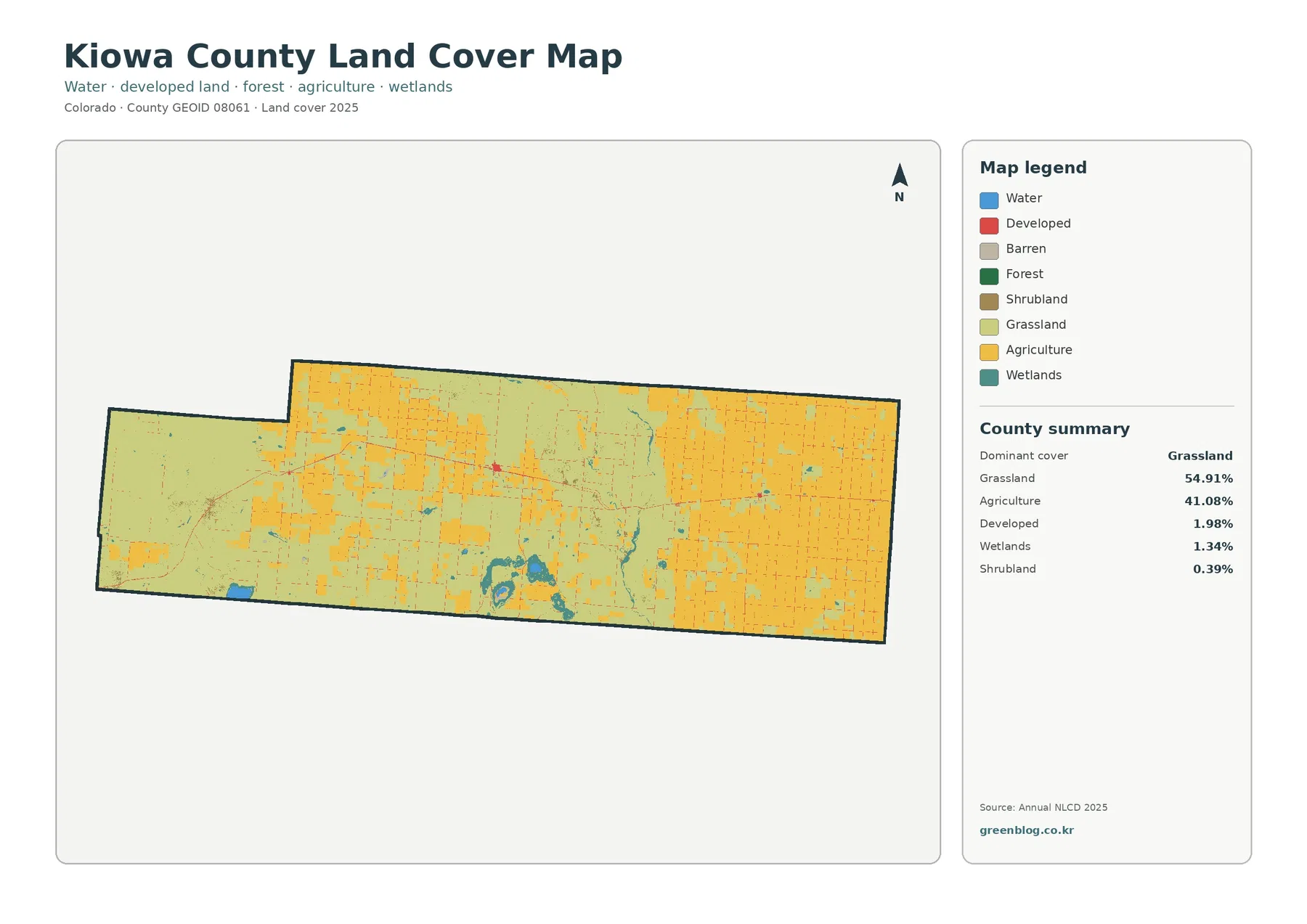 Kiowa County 토지 피복 지도