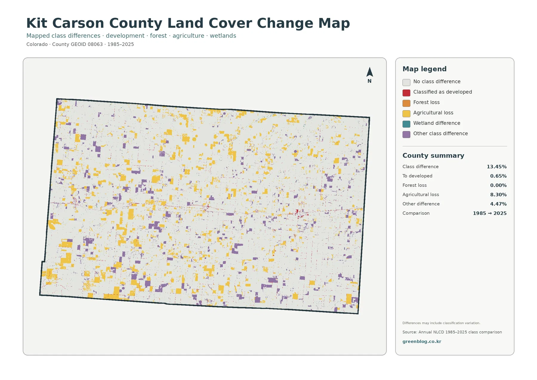 Kit Carson County 토지 피복 변화 지도