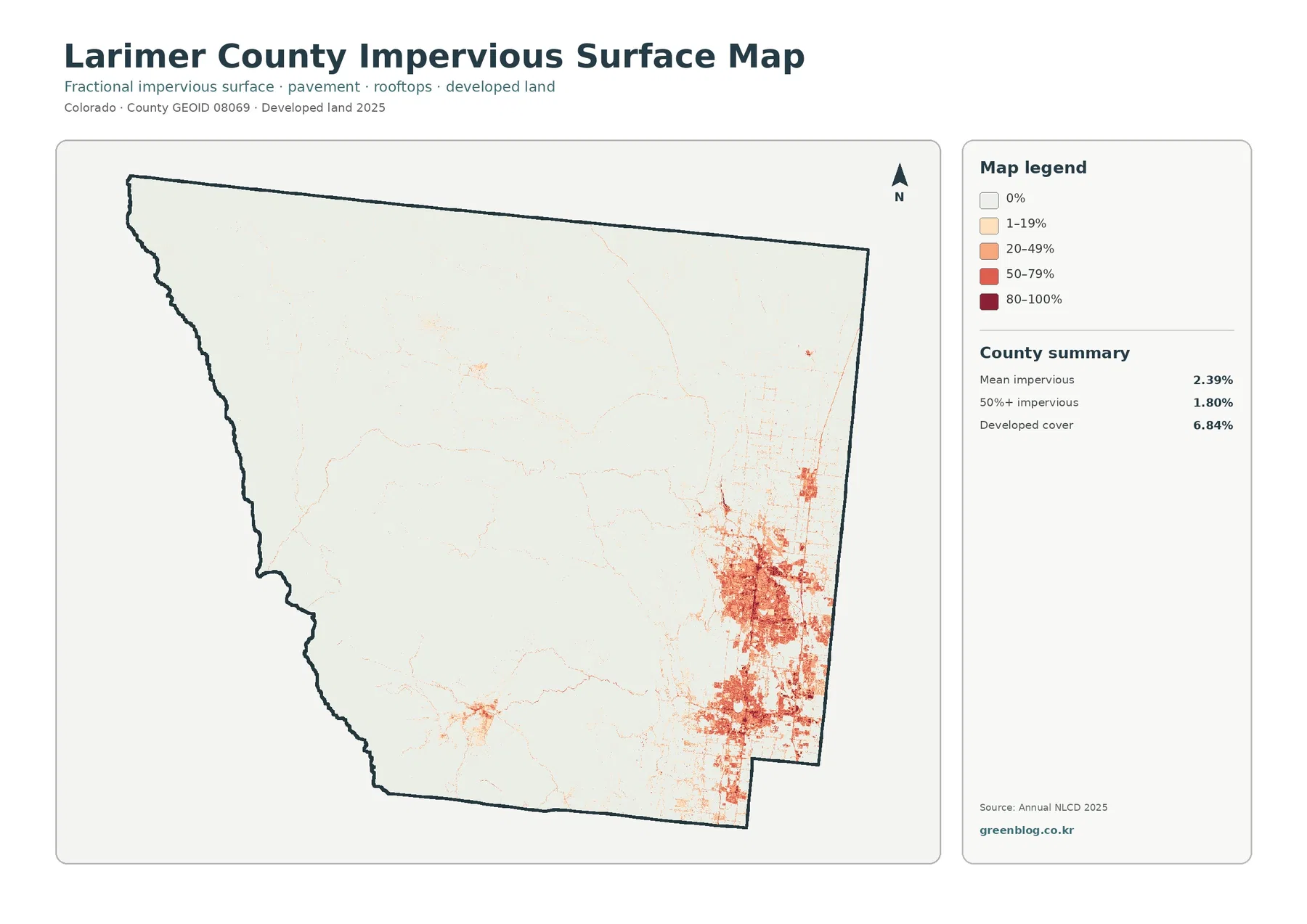 Larimer County 불투수·개발지 지도