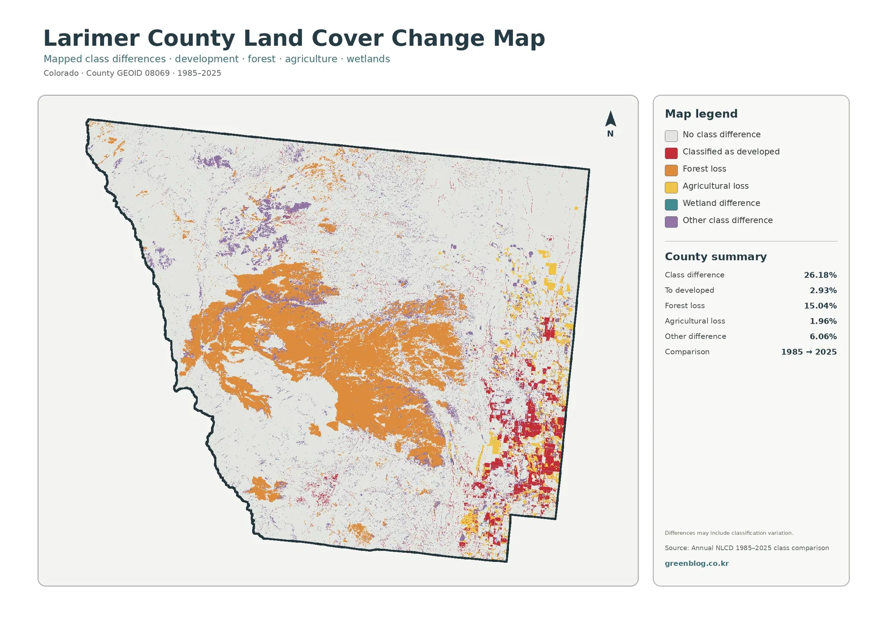 Larimer County 토지 피복 변화 지도