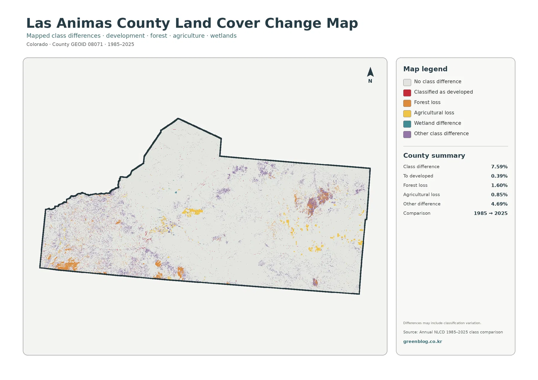 Las Animas County 토지 피복 변화 지도